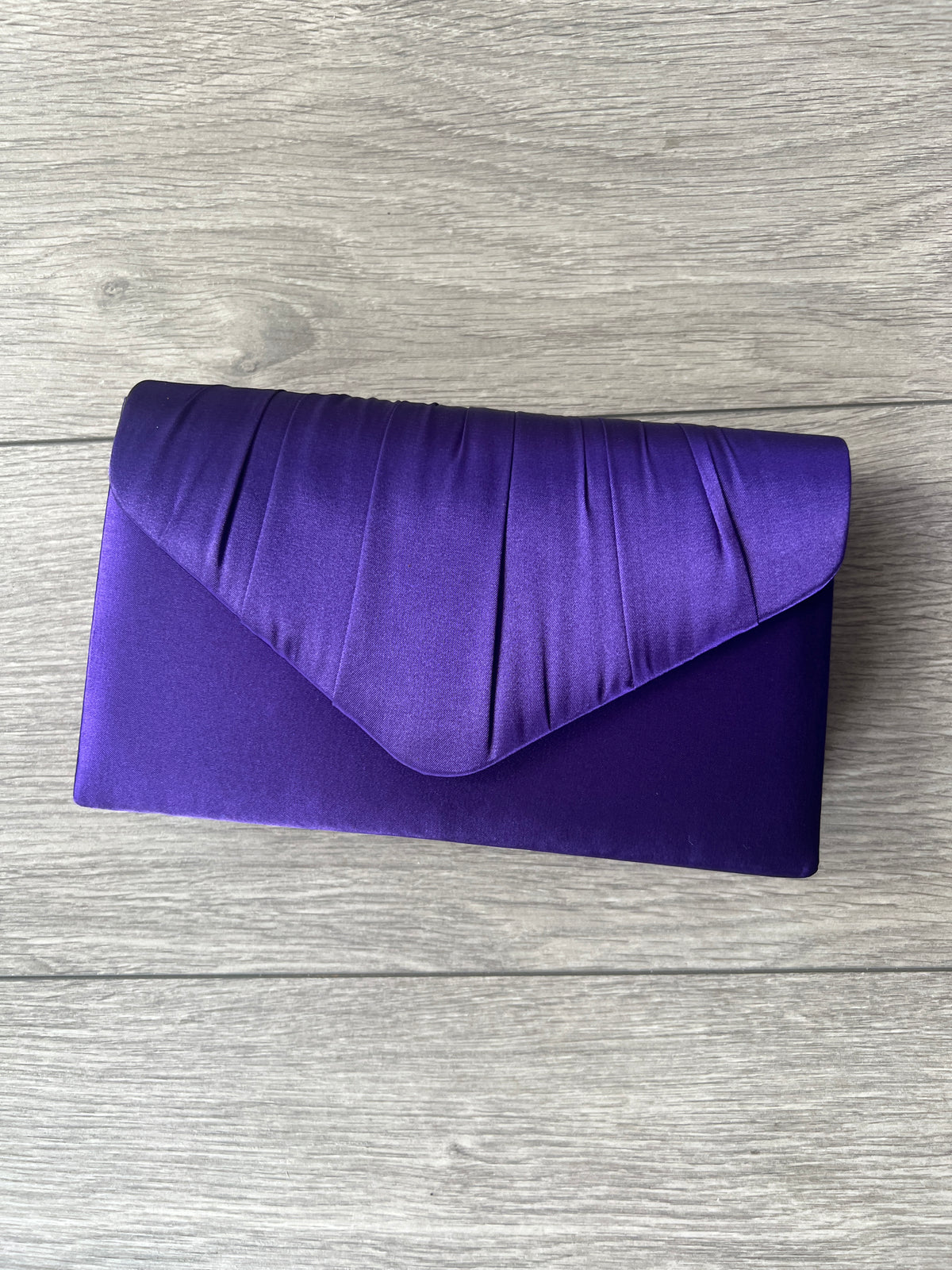 Violet Satin Envelope Clutch Bag-Fascinators Direct