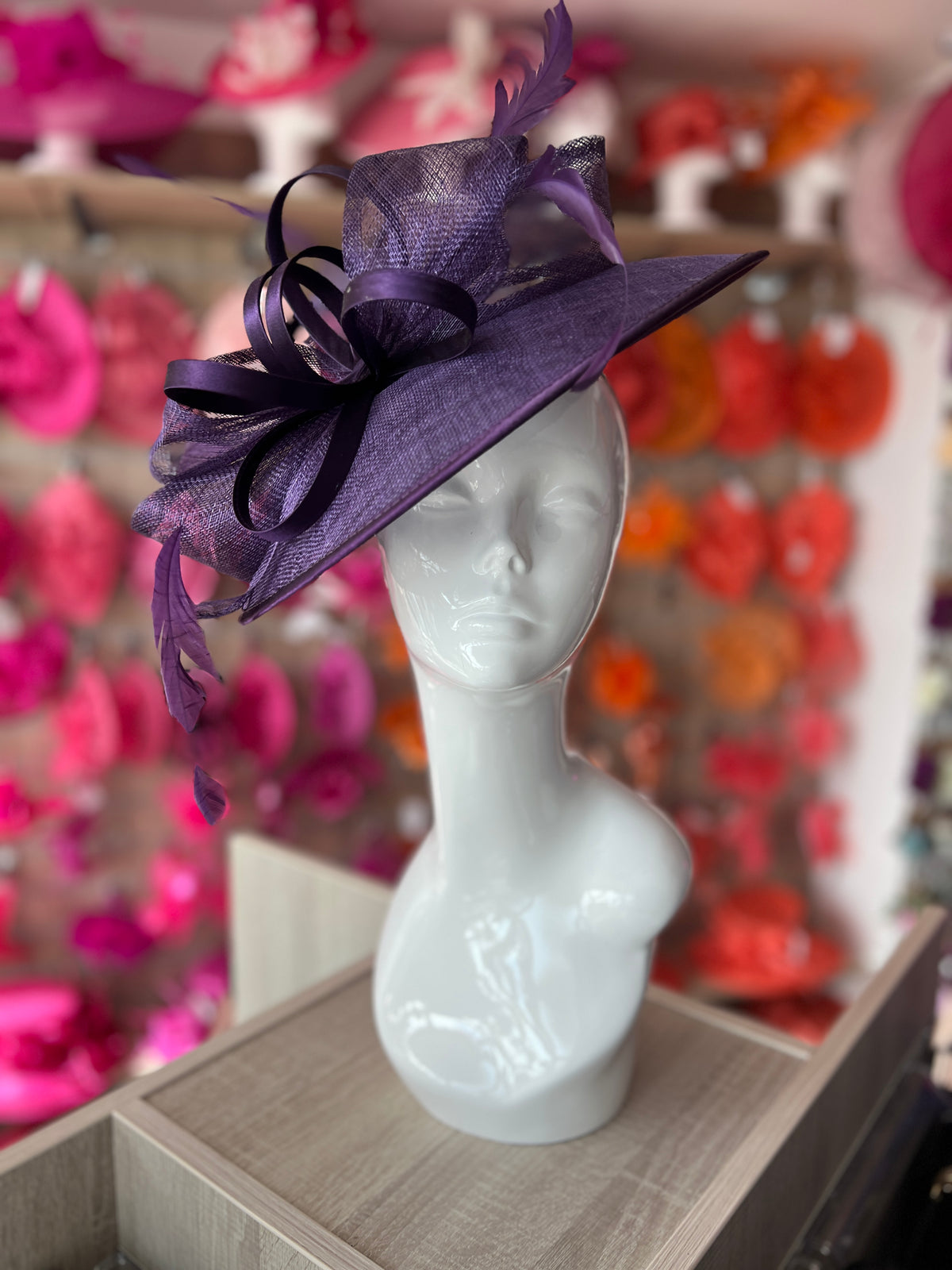 Violet Saucer Hatinator With Decorative Bow-Fascinators Direct