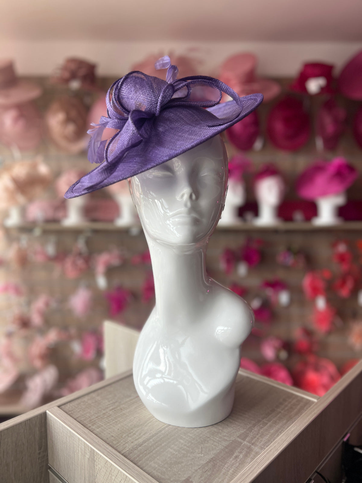 Violet Teardrop Disc Fascinator-Fascinators Direct