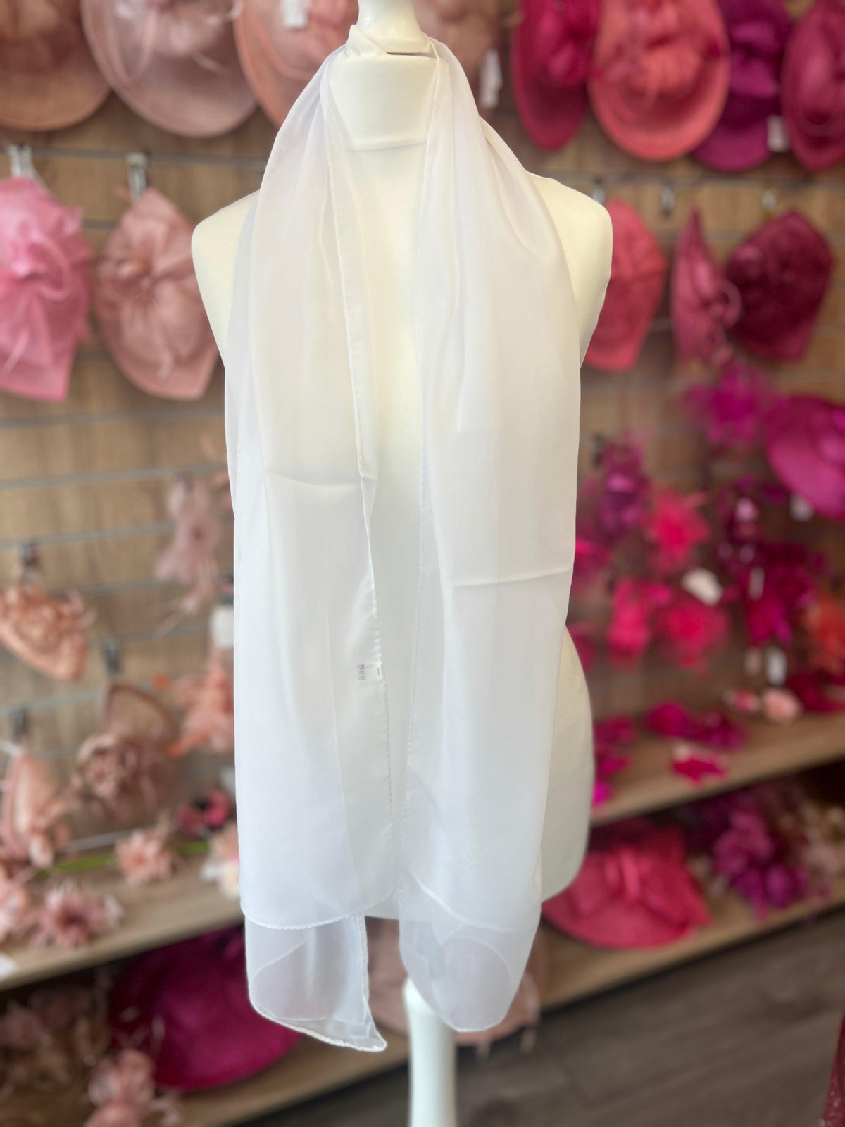 White Chiffon Scarf-Fascinators Direct