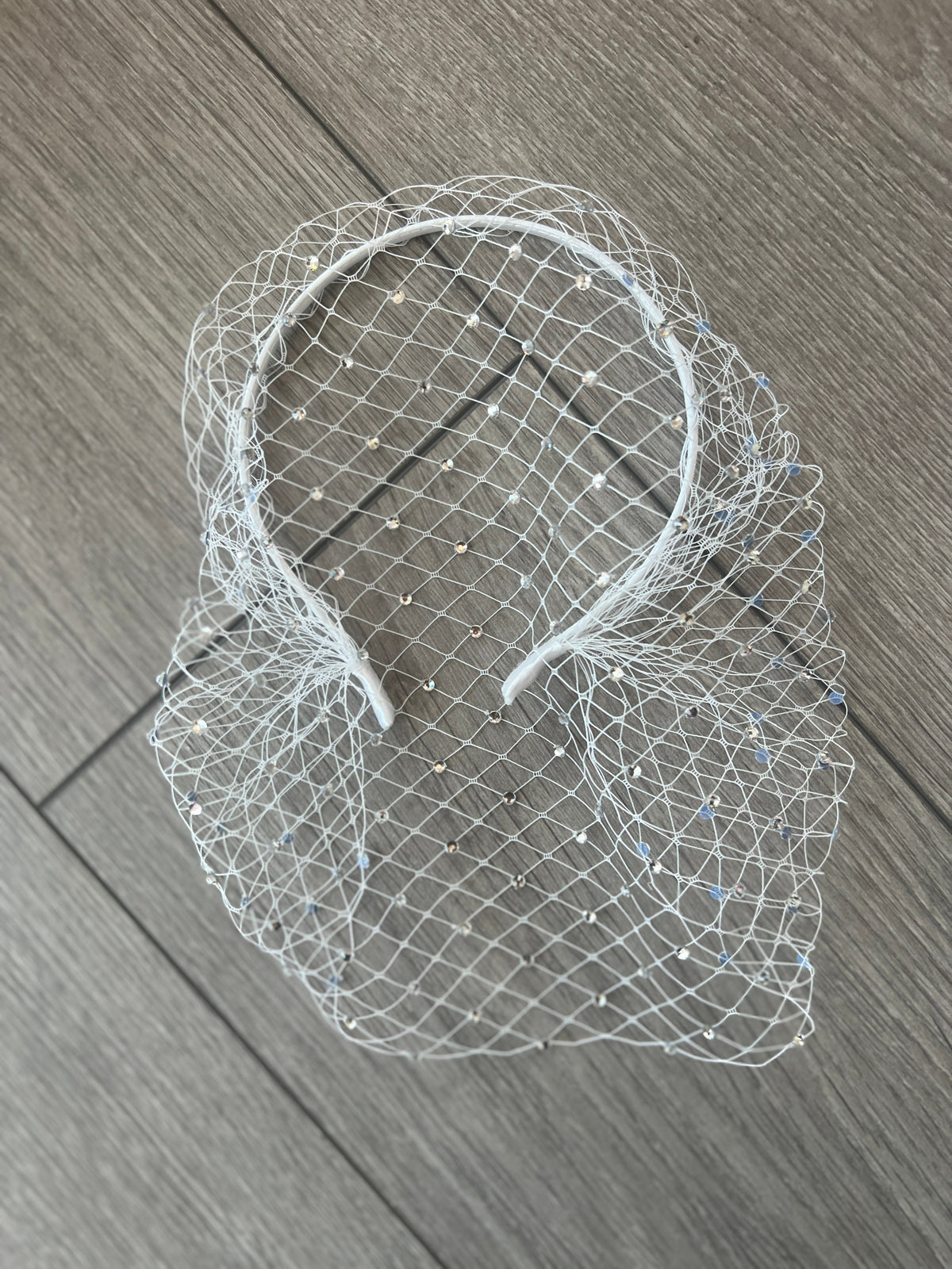 White Crystal Bridal Birdcage Veil-Fascinators Direct