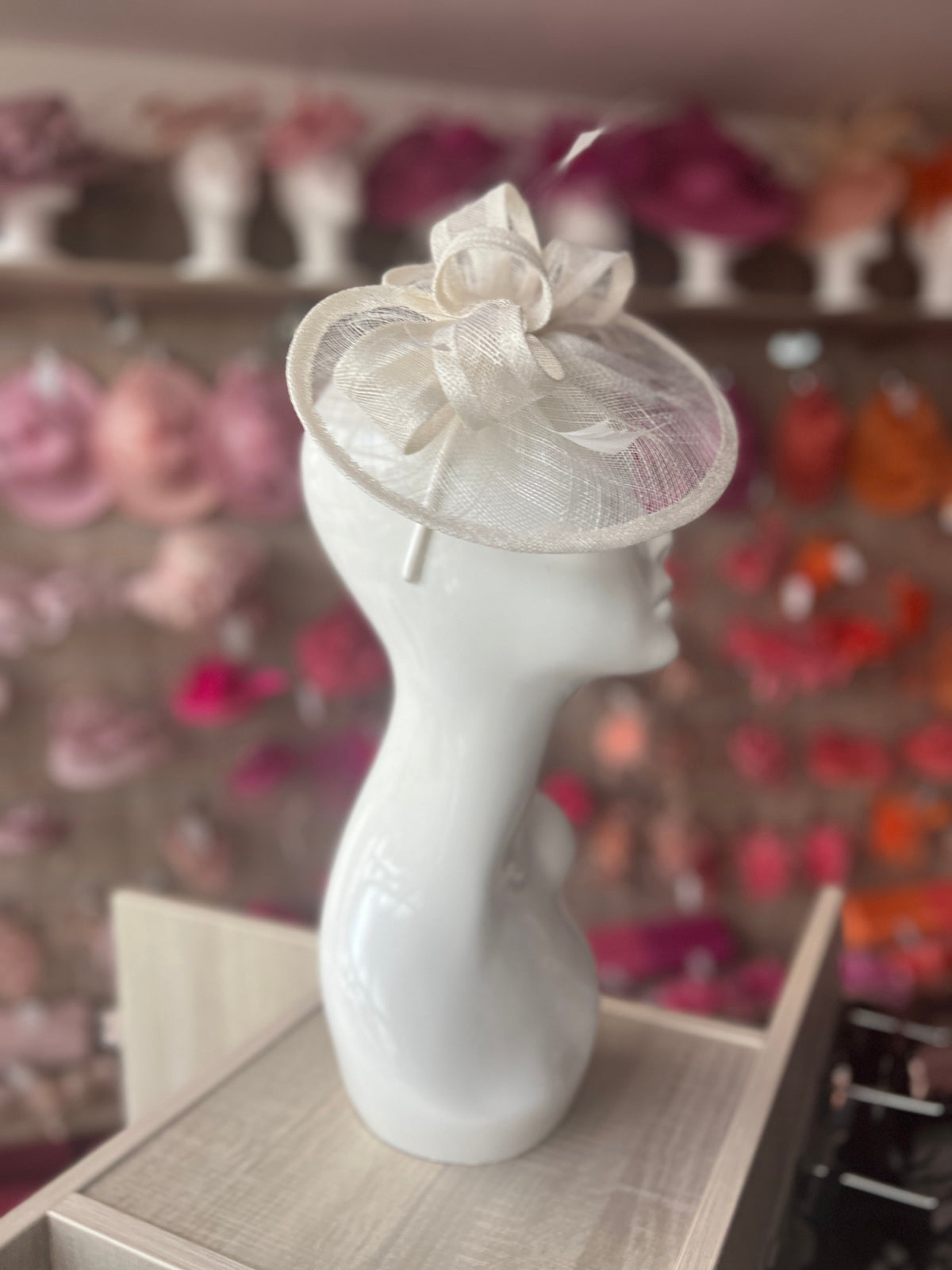 White Curved Disc Fascinator-Fascinators Direct