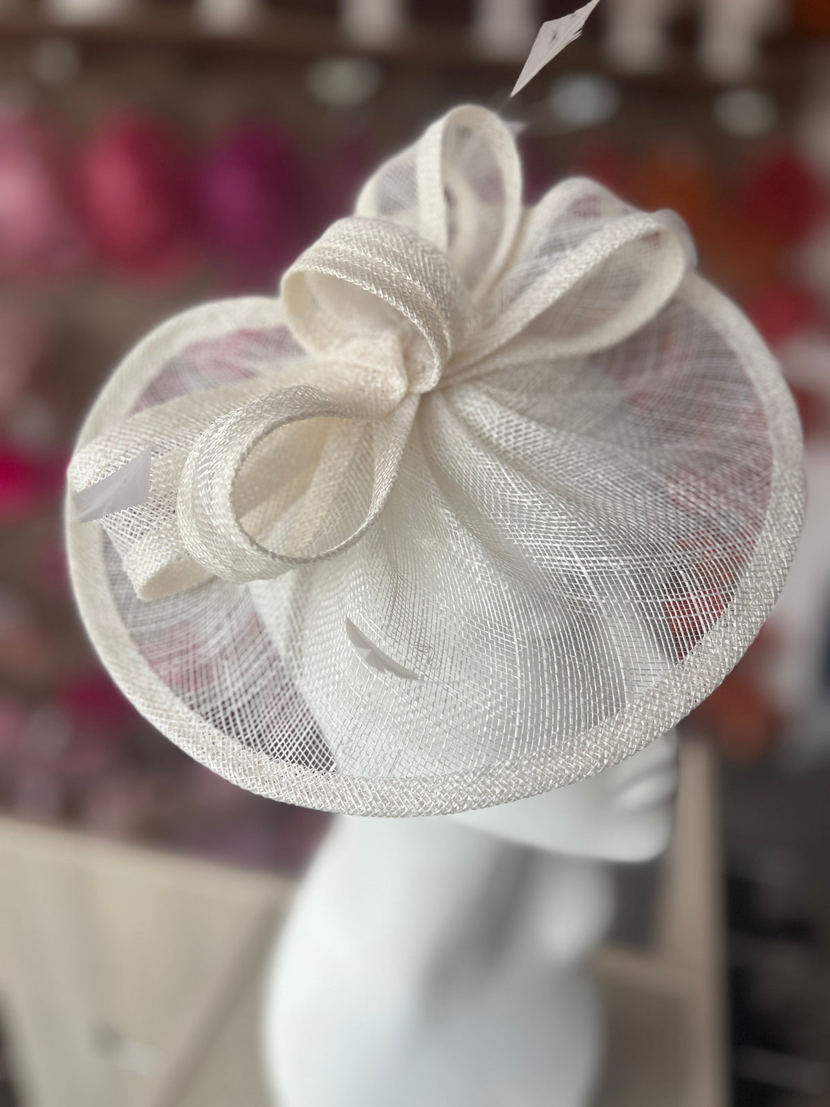 White Curved Disc Fascinator-Fascinators Direct