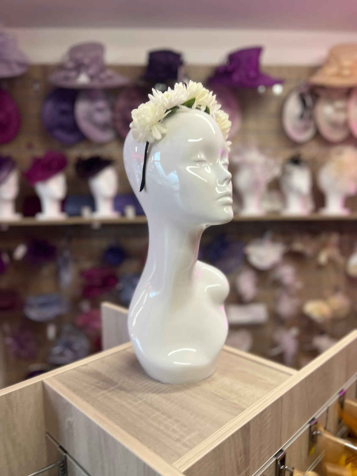 White Dahlia Flower Headband-Fascinators Direct