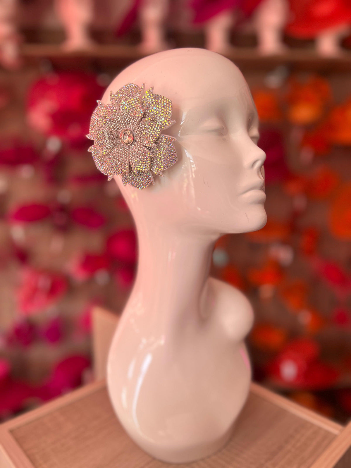 White Diamante Flower Hair Clip-Fascinators Direct