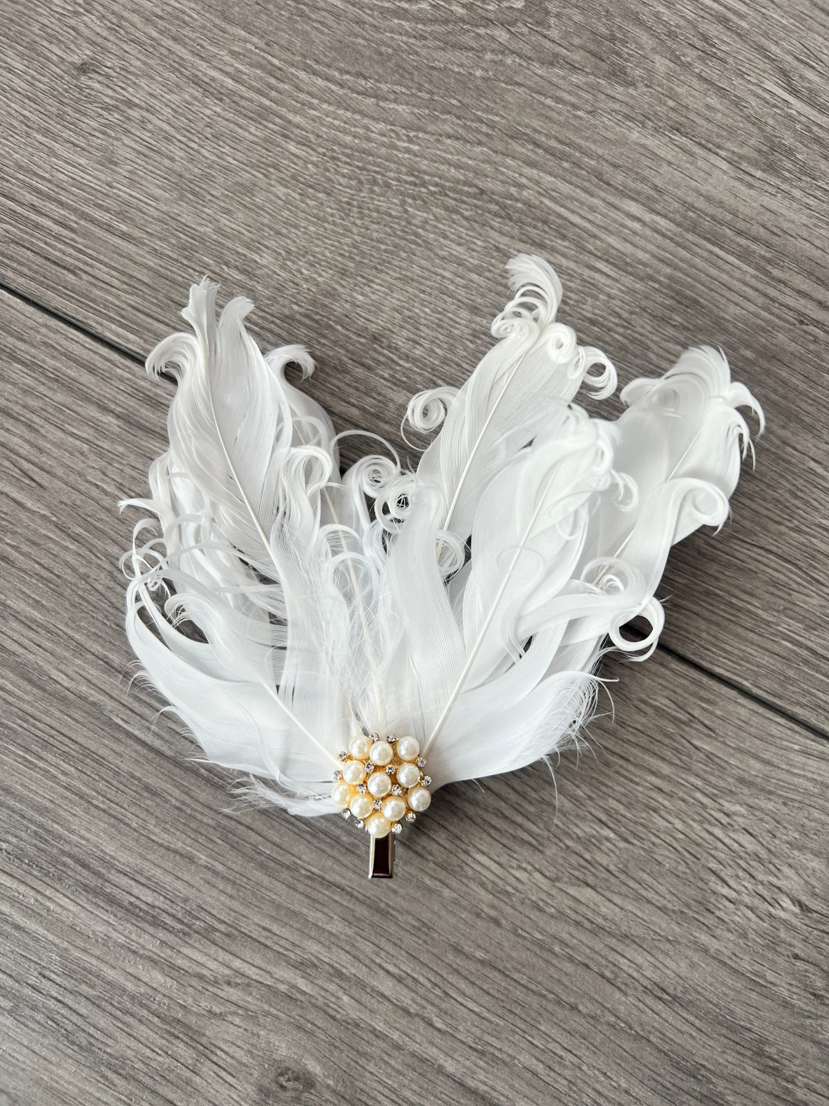 White Fascinator Clip White Feather Hair Clip