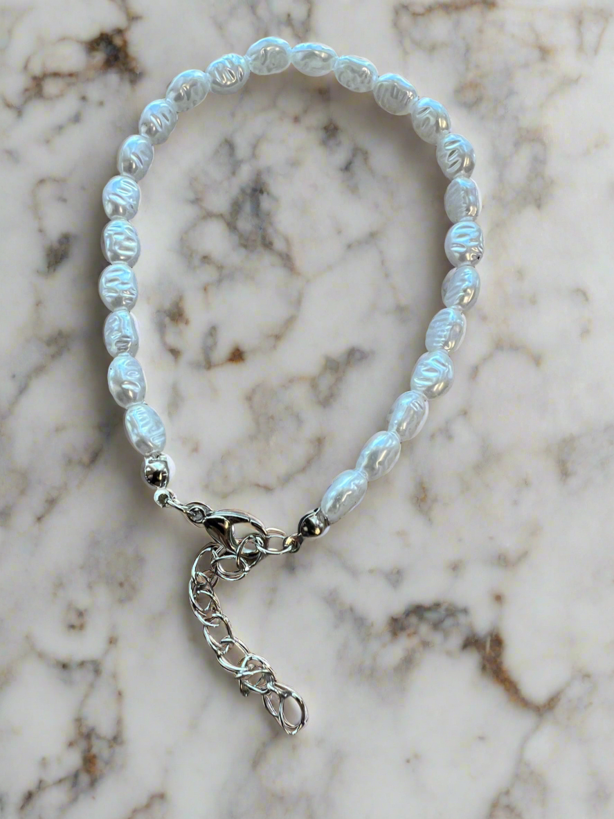 White Faux Nugget Pearl Bracelet-Fascinators Direct