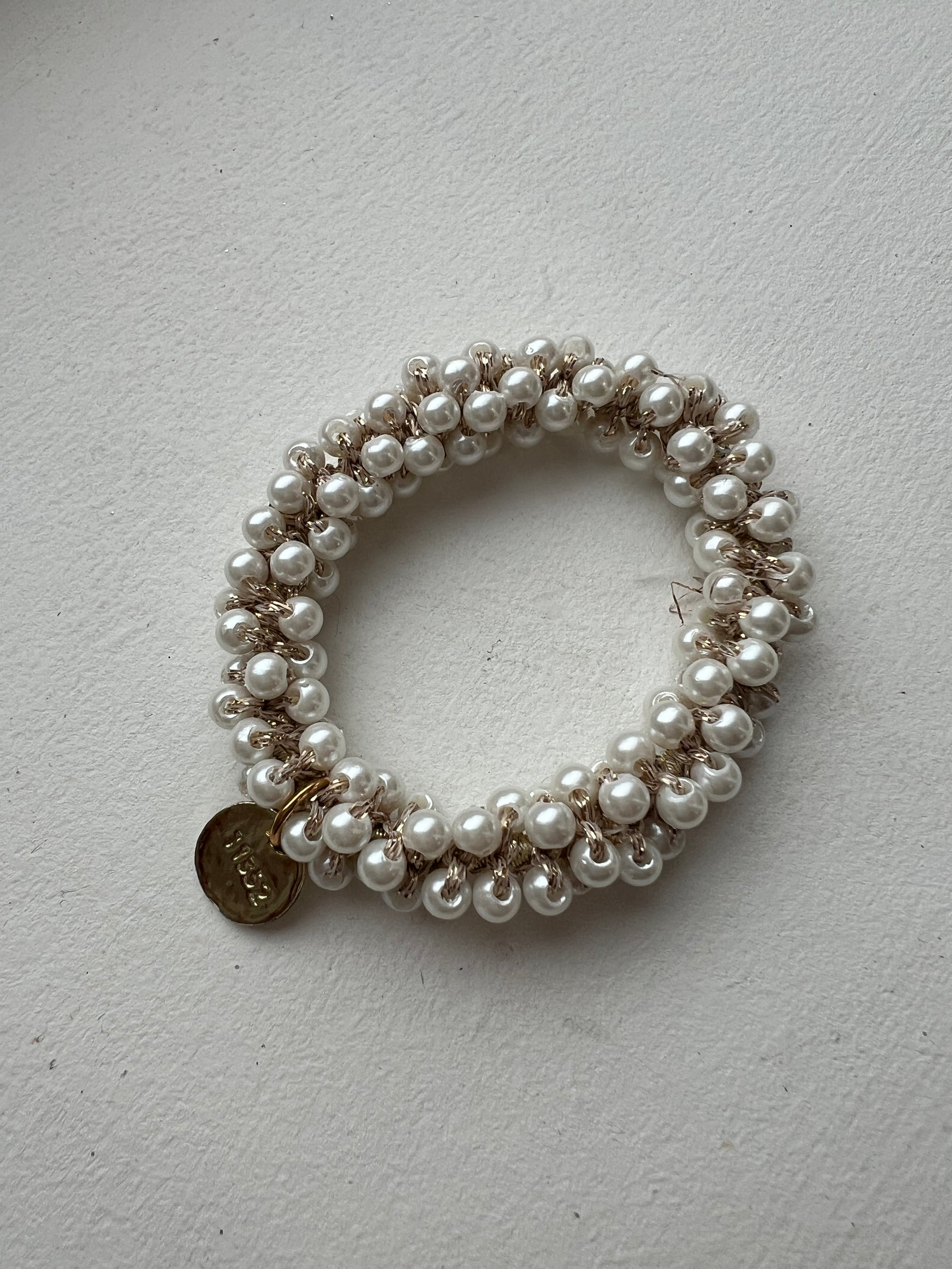 White Faux Pearls Hair Tie-Fascinators Direct