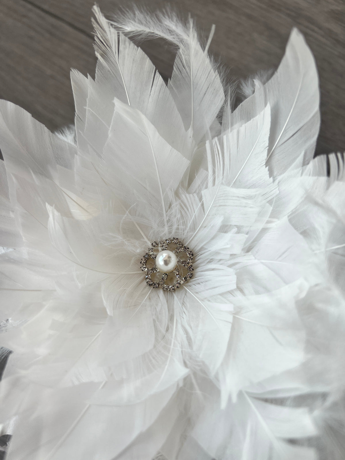 White Flower Fascinator with White Feathers-Fascinators Direct