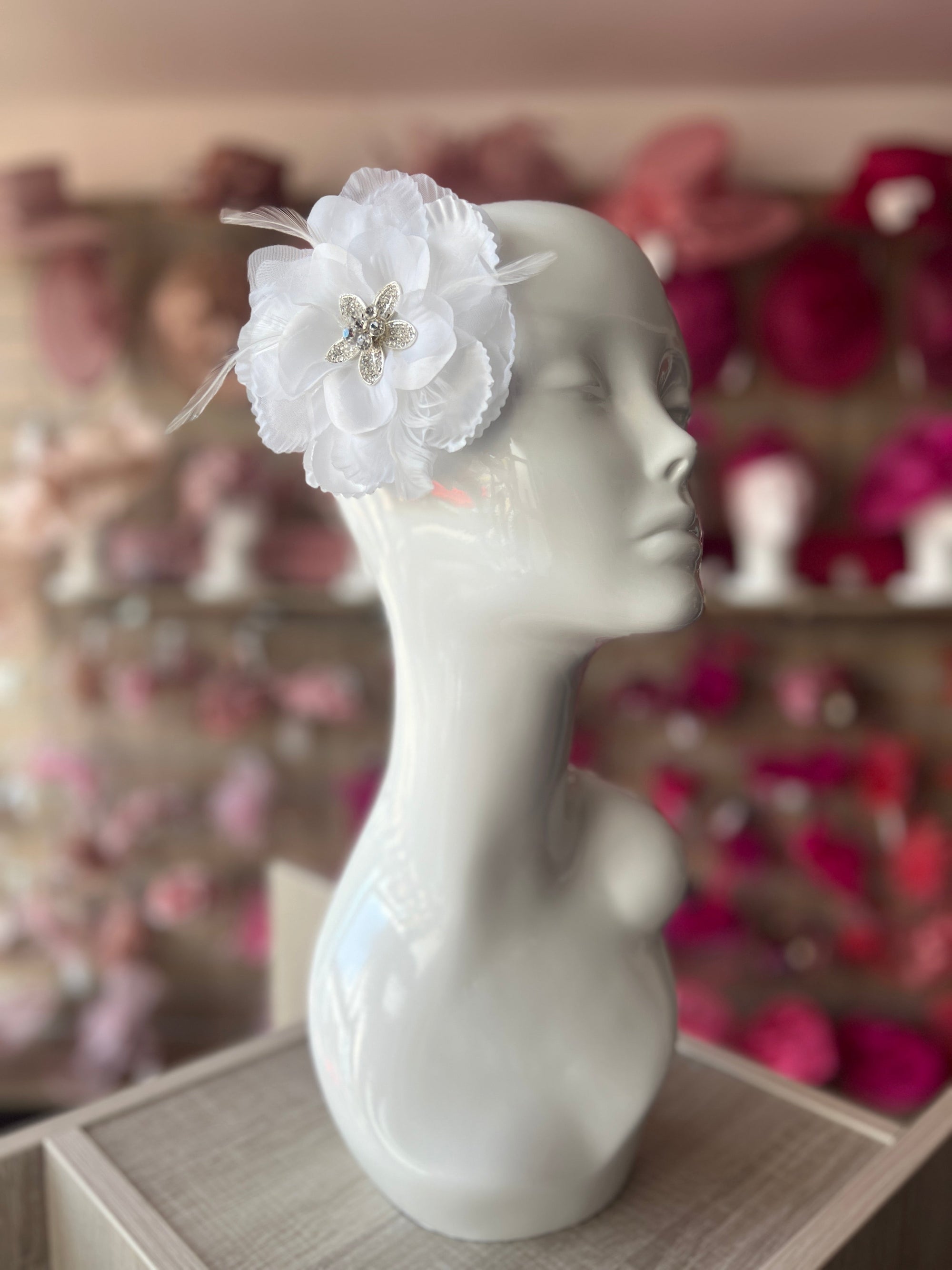 White Flower Hair Comb Fascinator-Fascinators Direct