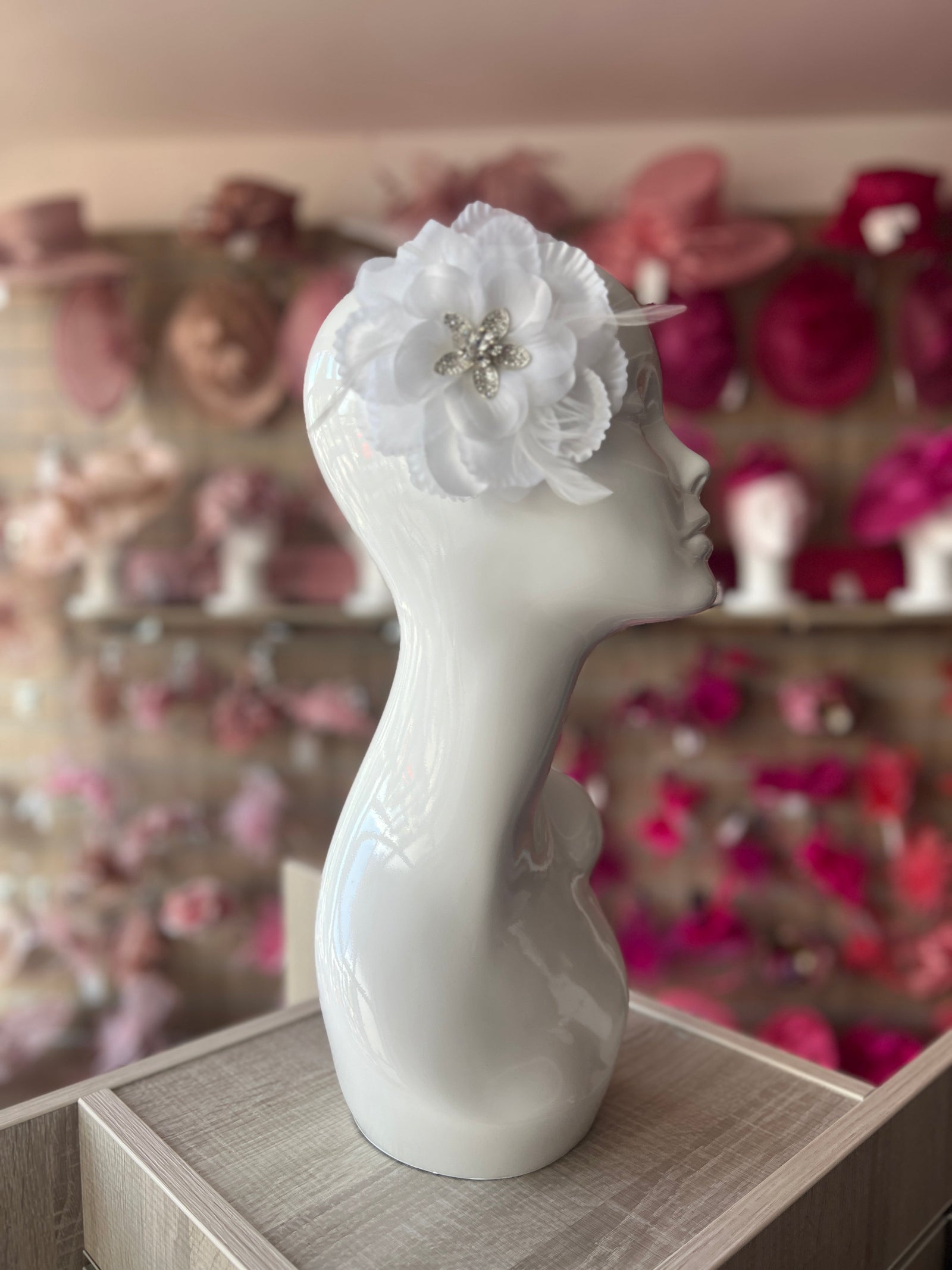 White Flower Hair Comb Fascinator-Fascinators Direct