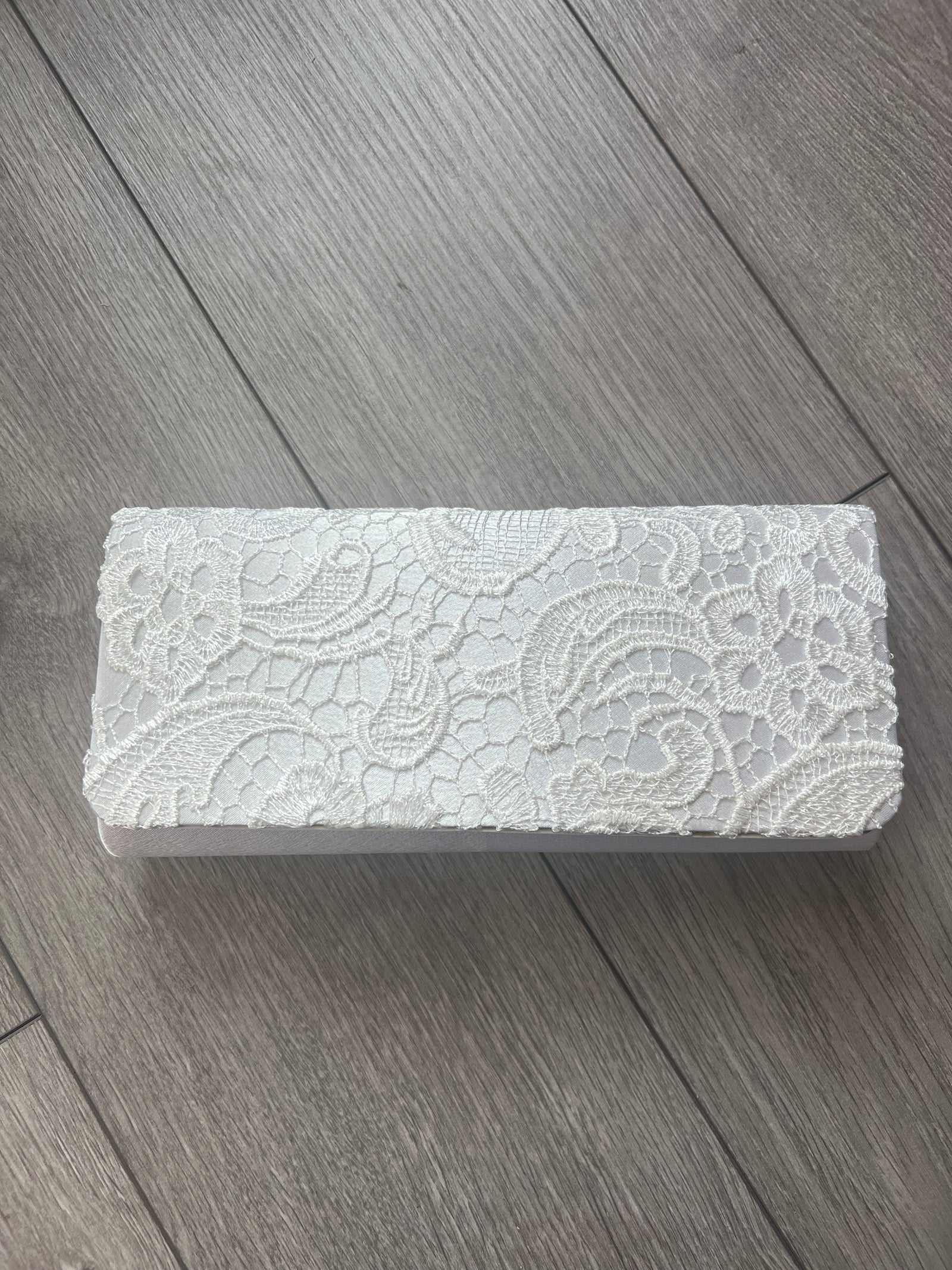 White Lace Effect Clutch Bag-Fascinators Direct
