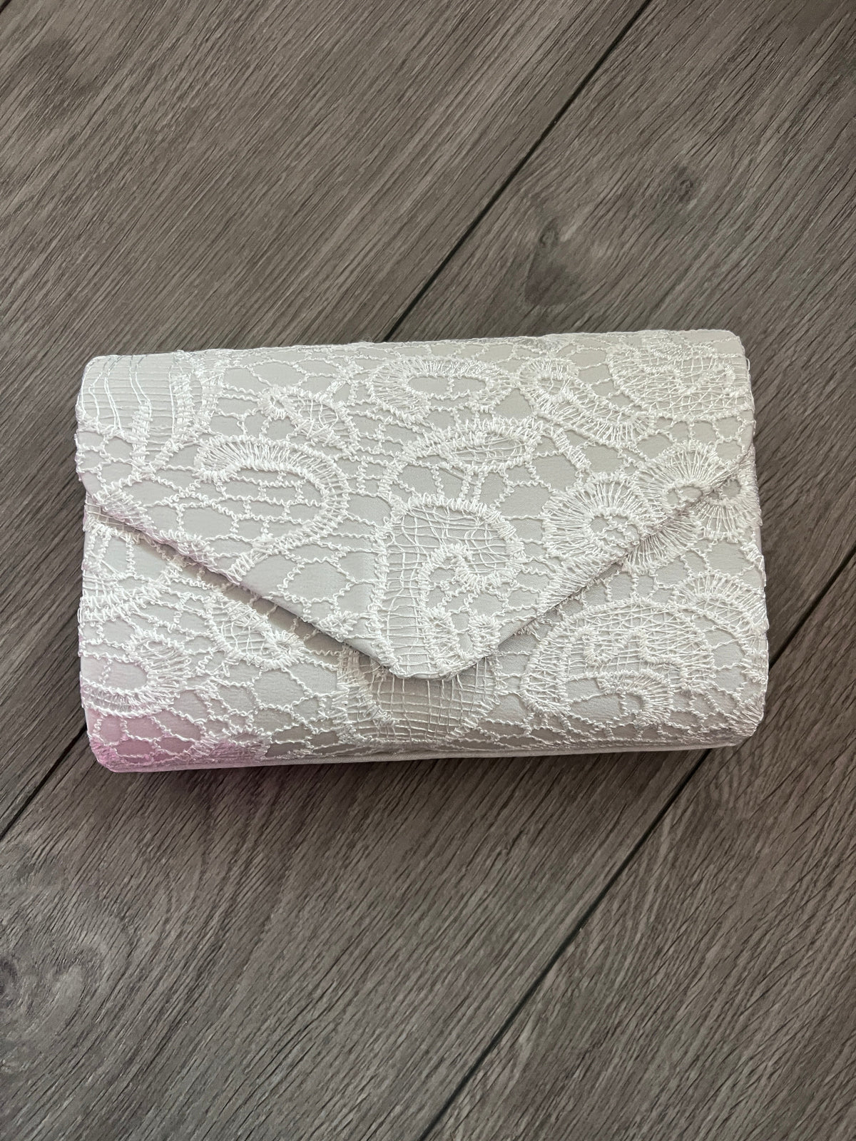 White Lace Envelope Clutch Bag-Fascinators Direct
