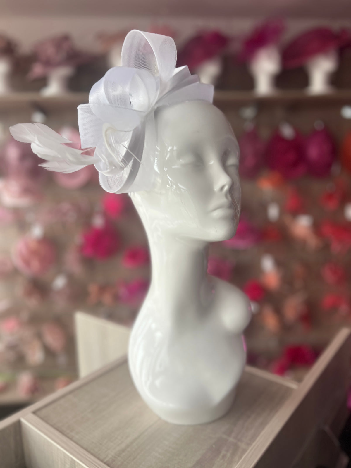 White Large Loop Crinoline &amp; Satin Headband Fascinator-Fascinators Direct