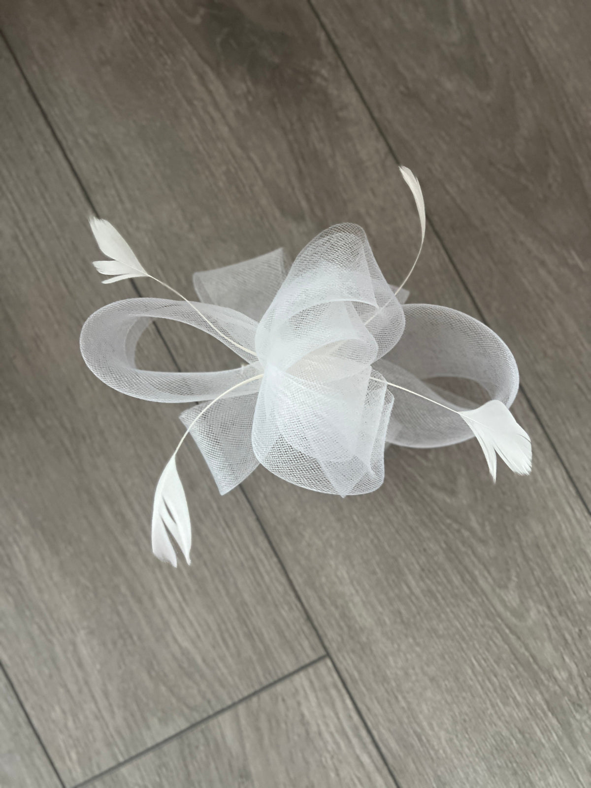 White Large Loop Fascinator With Feathers-Fascinators Direct