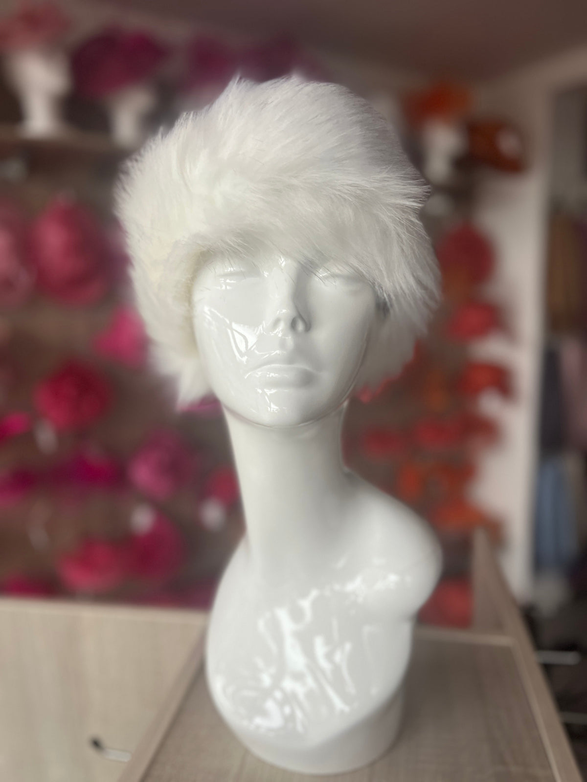 White Luxury Fur Headband-Fascinators Direct