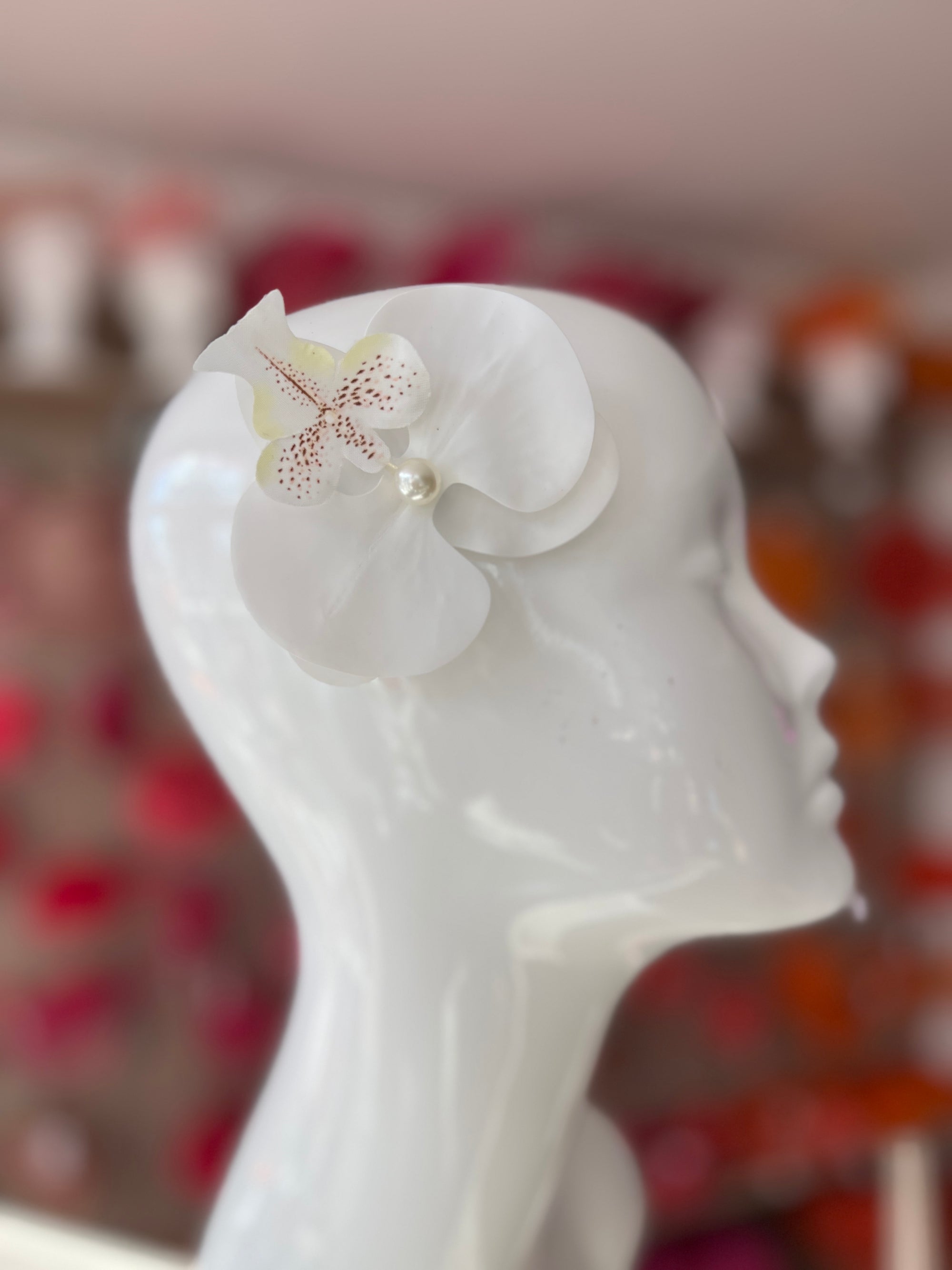 White Orchid Hair Clip-Fascinators Direct