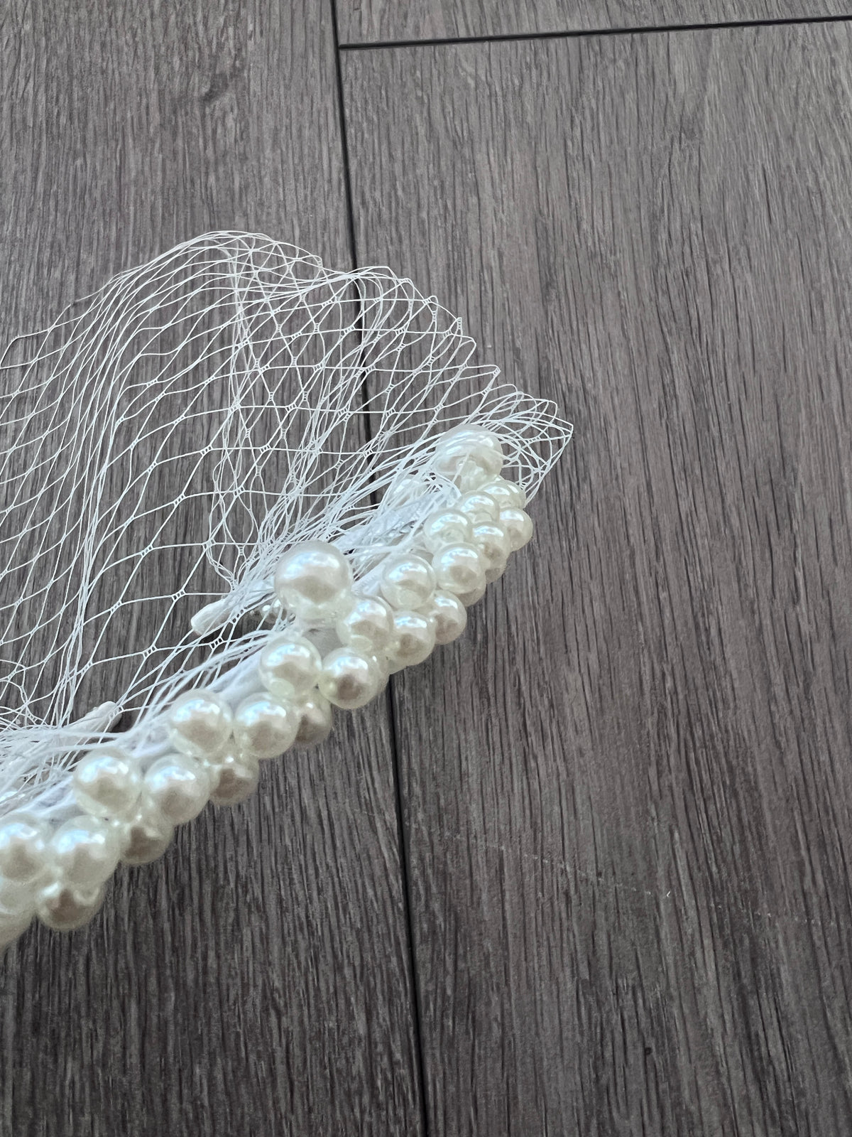 White Pearl Cluster Bridal Birdcage Veil-Fascinators Direct