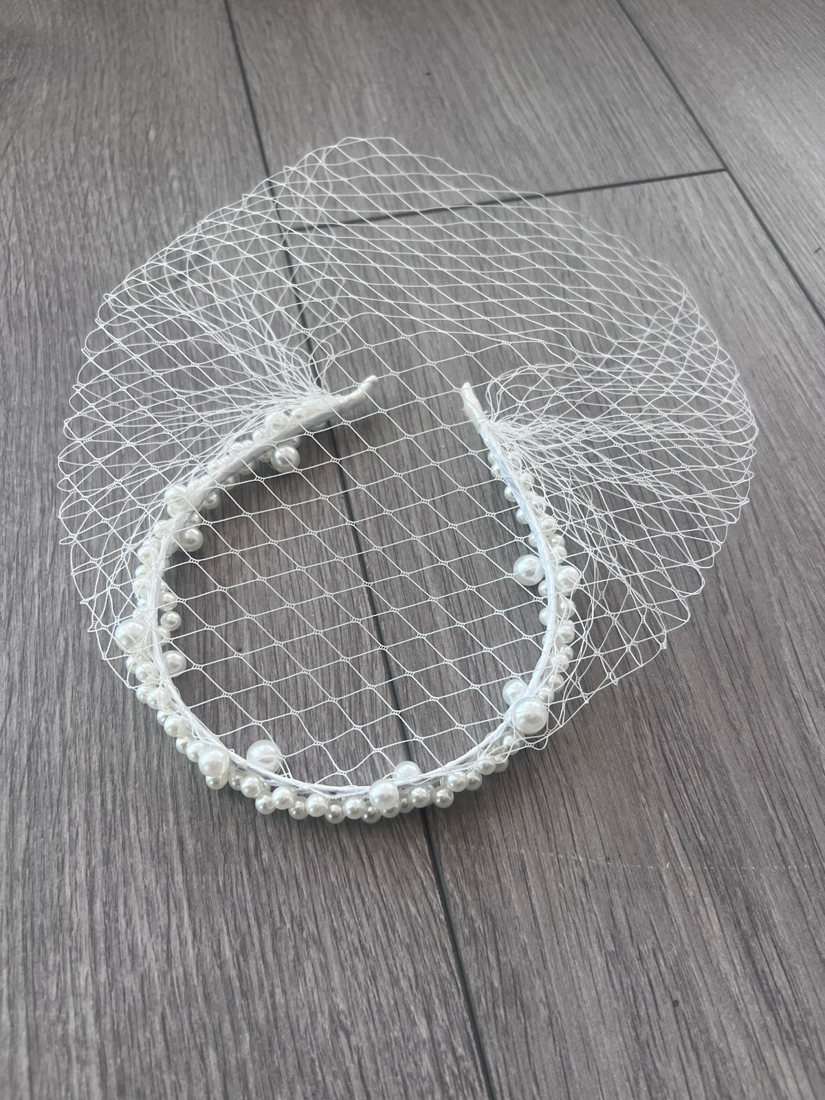 White Pearl Cluster Bridal Birdcage Veil-Fascinators Direct