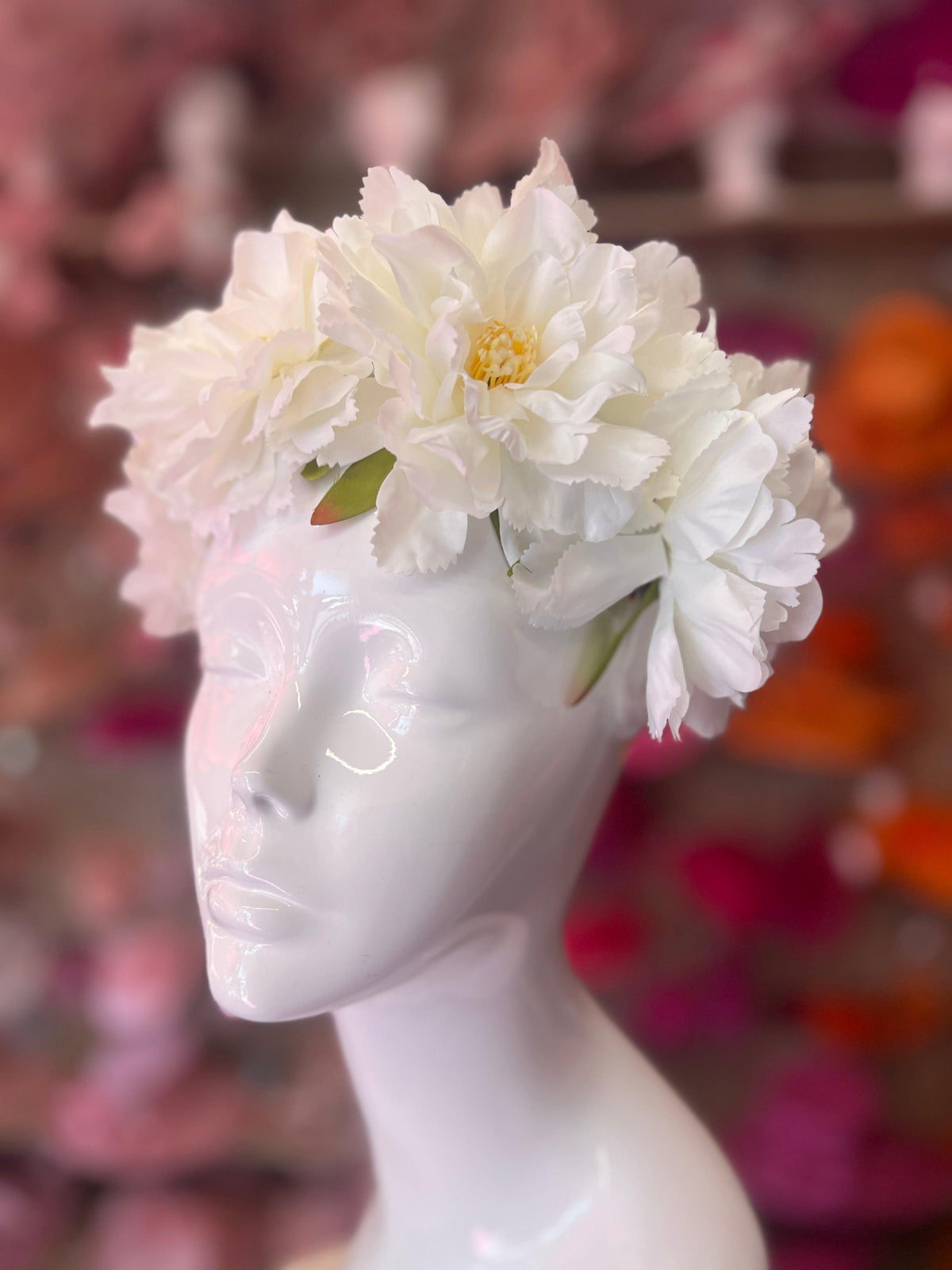 White Peony flower Crown Headband-Fascinators Direct
