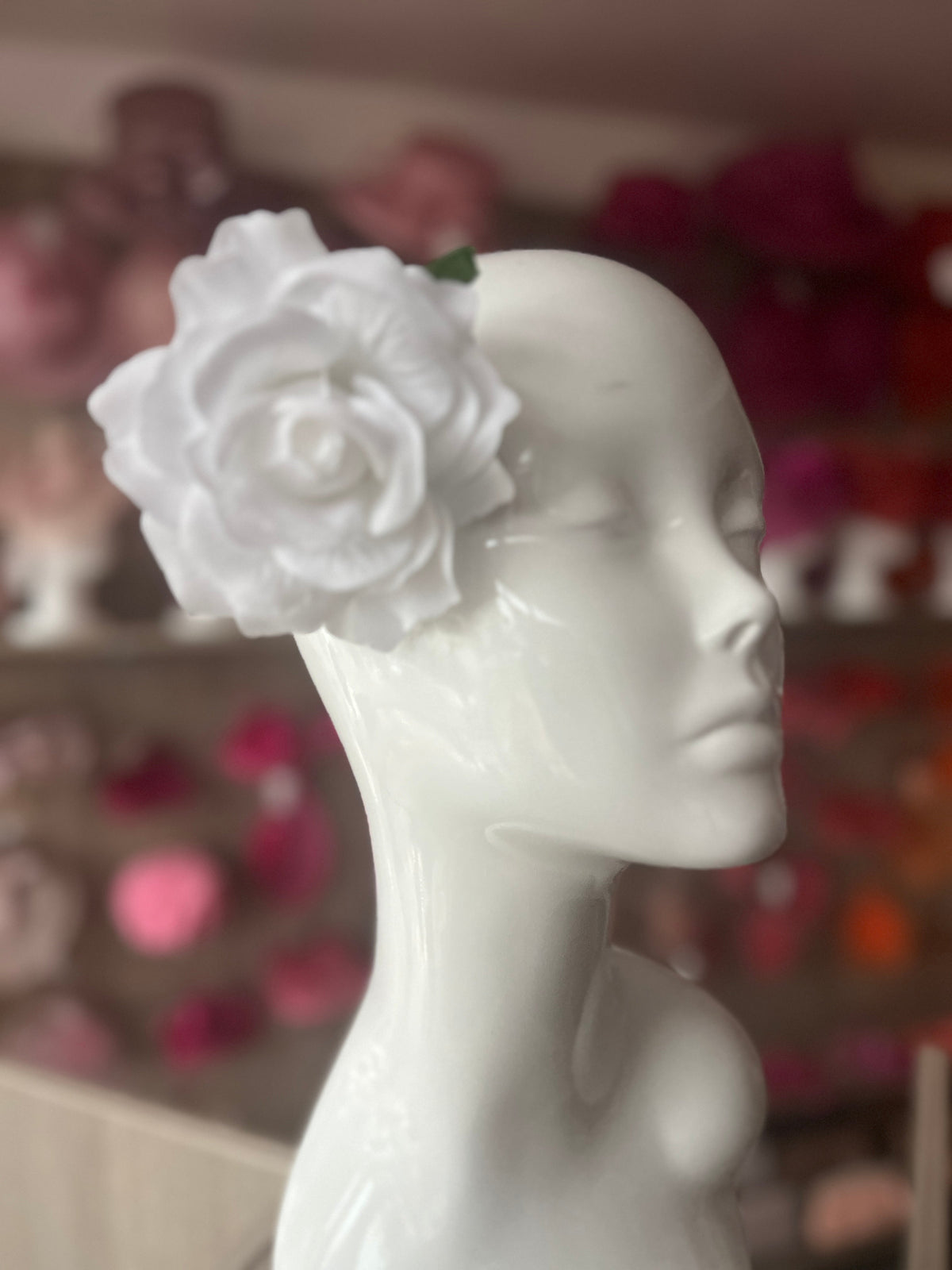White Rose Hair Clip-Fascinators Direct