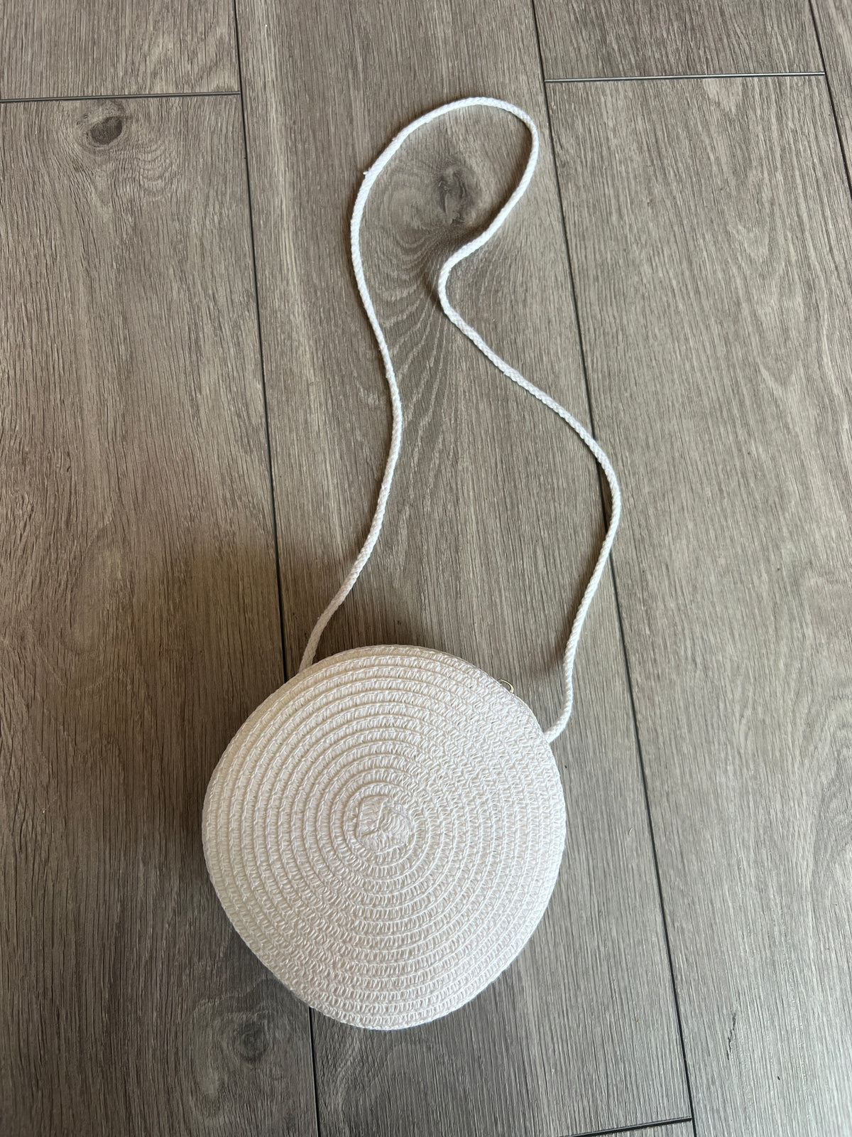 White Round Straw Shoulder Bag-Fascinators Direct
