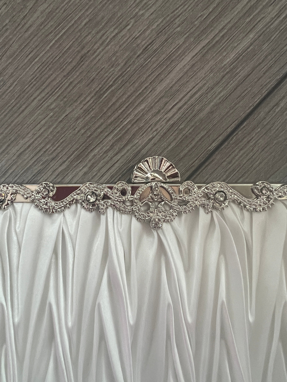 White Satin Art Deco Detail Clutch Bag-Fascinators Direct