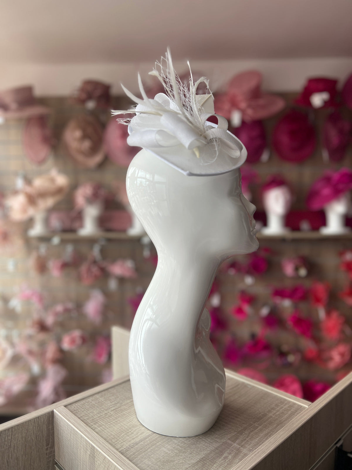 White Saucer Style Fascinator Hat-Fascinators Direct