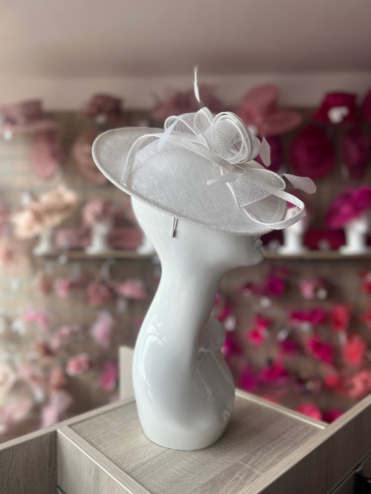 White Teardrop Disc Fascinator-Fascinators Direct