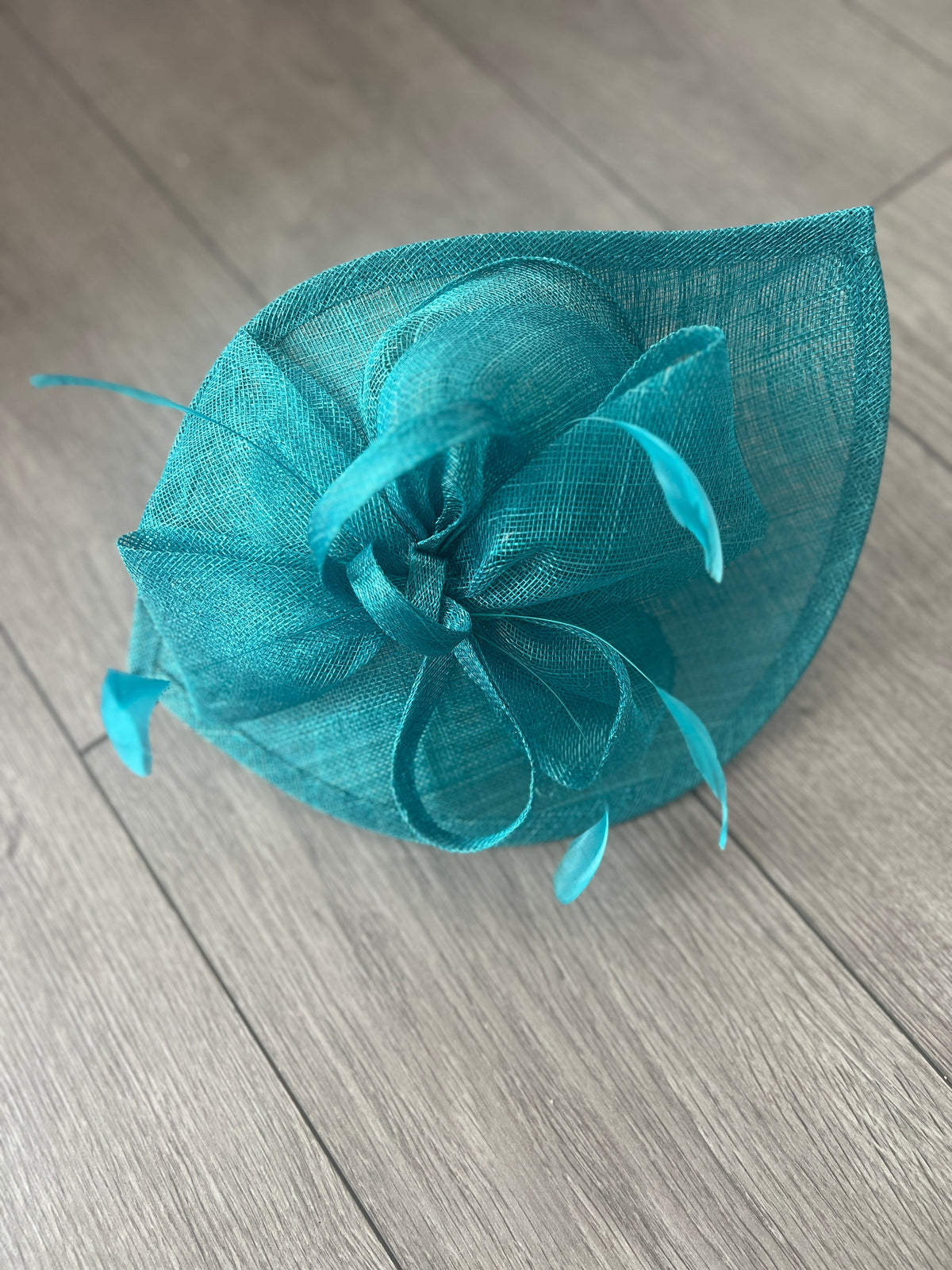 Winter Teal Disc Fascinator with Decorative Bow-Fascinators Direct