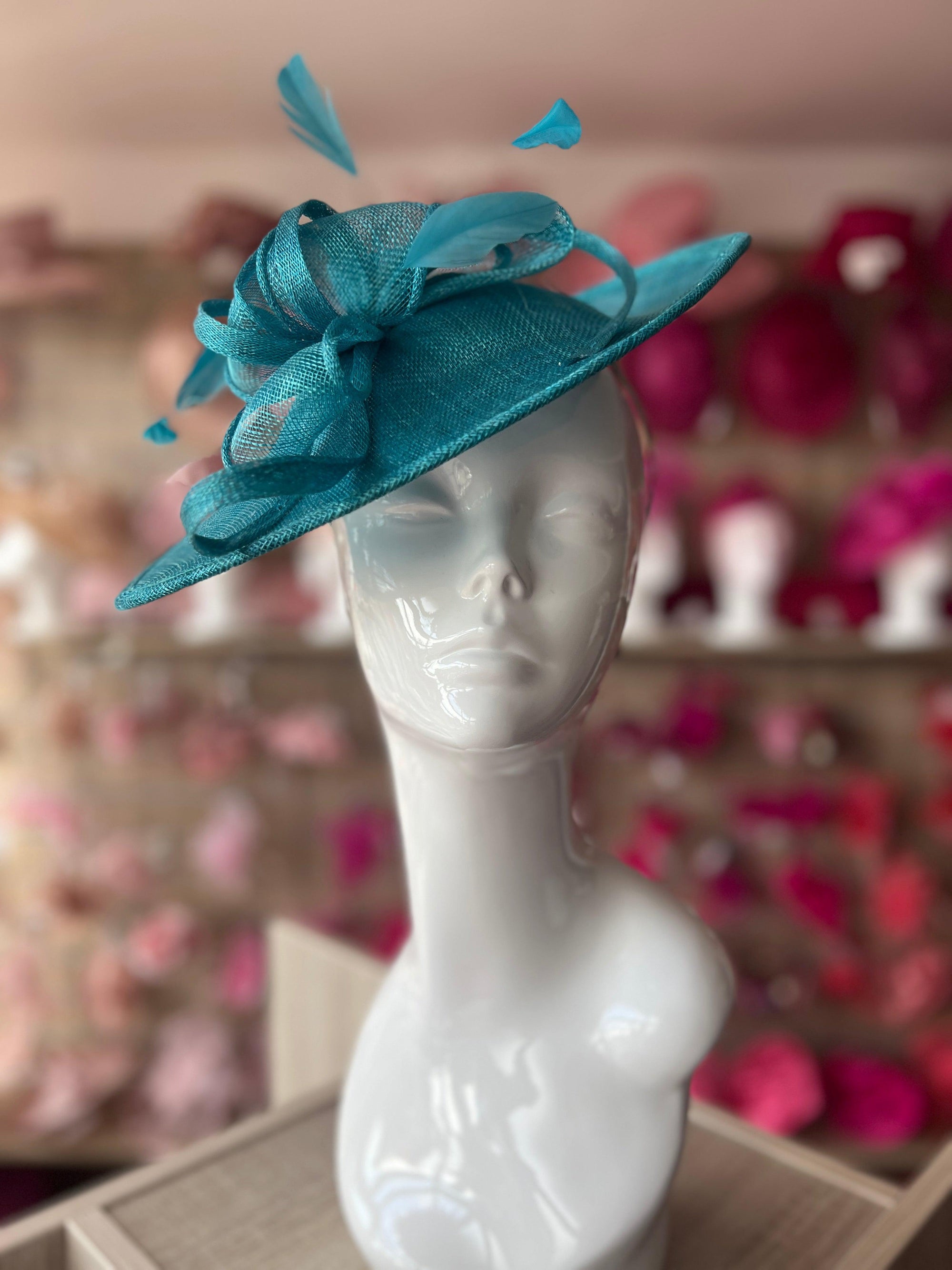 Winter Teal Teardrop Disc Fascinator-Fascinators Direct