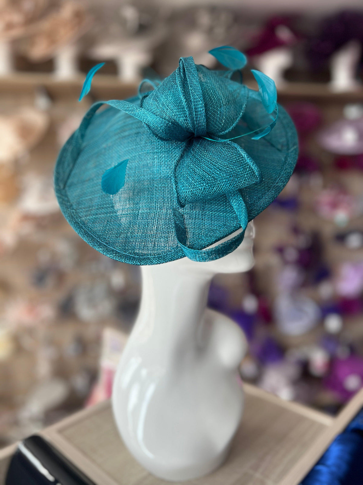 Winter Teal Teardrop Disc Fascinator-Fascinators Direct