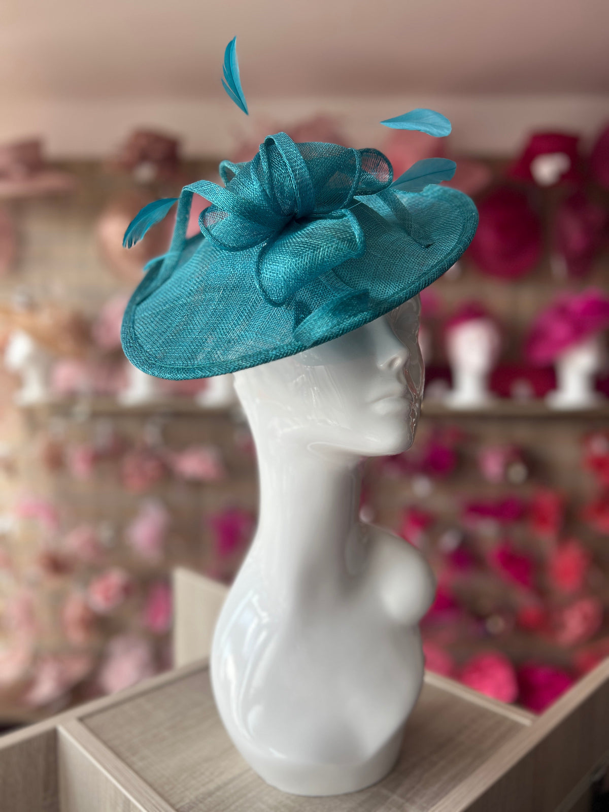 Aqua coloured fashion wedding hats