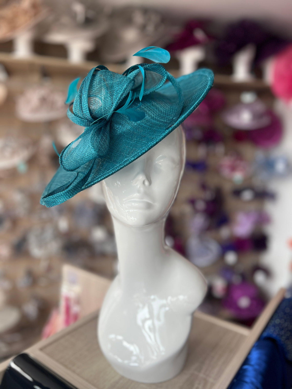 Winter Teal Teardrop Disc Fascinator-Fascinators Direct