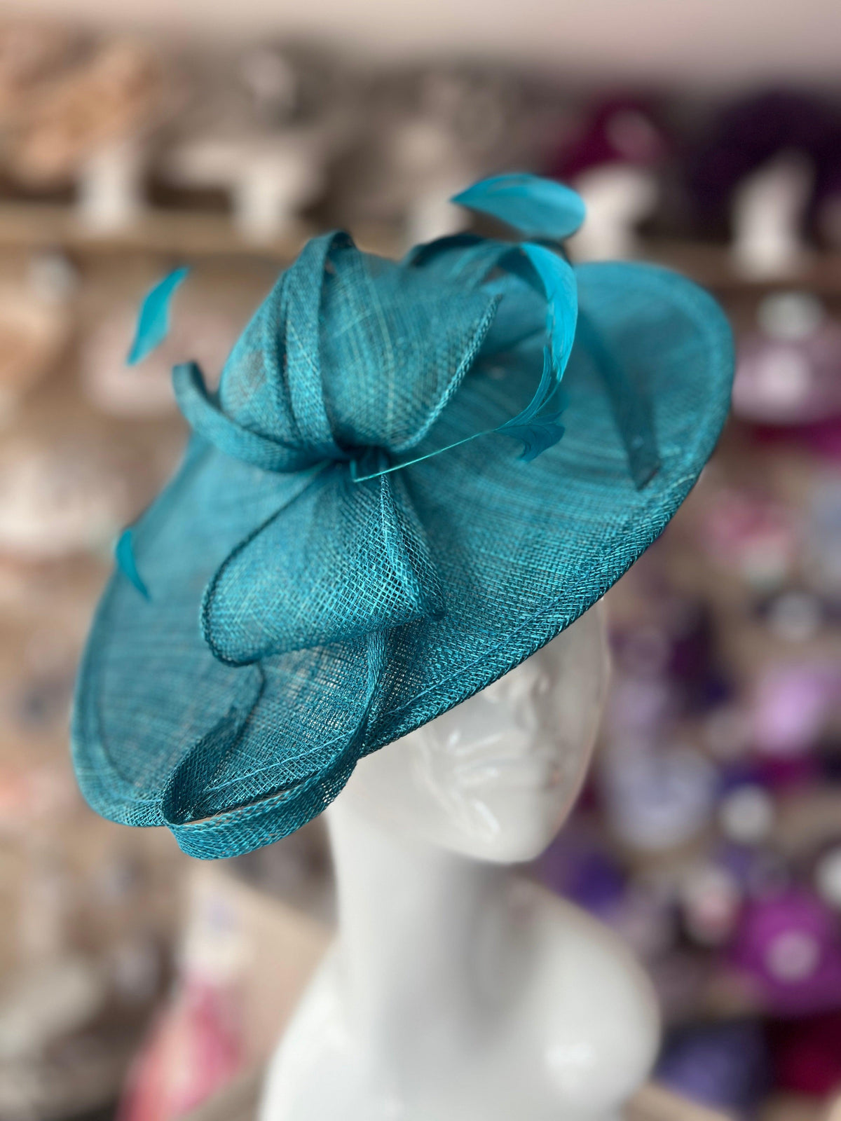 Winter Teal Teardrop Disc Fascinator-Fascinators Direct