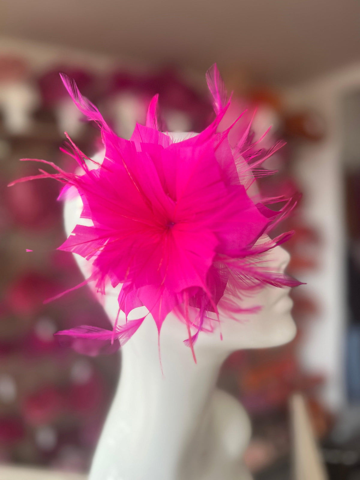 Wispy Feather Fuchsia Fascinator on Hair Clip-Fascinators Direct