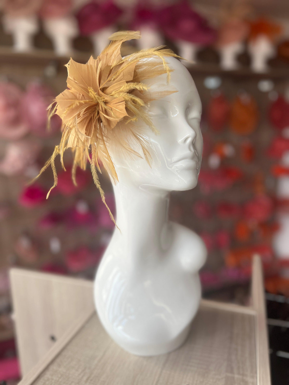 Wispy Feather Gold Fascinator on Hair Clip-Fascinators Direct