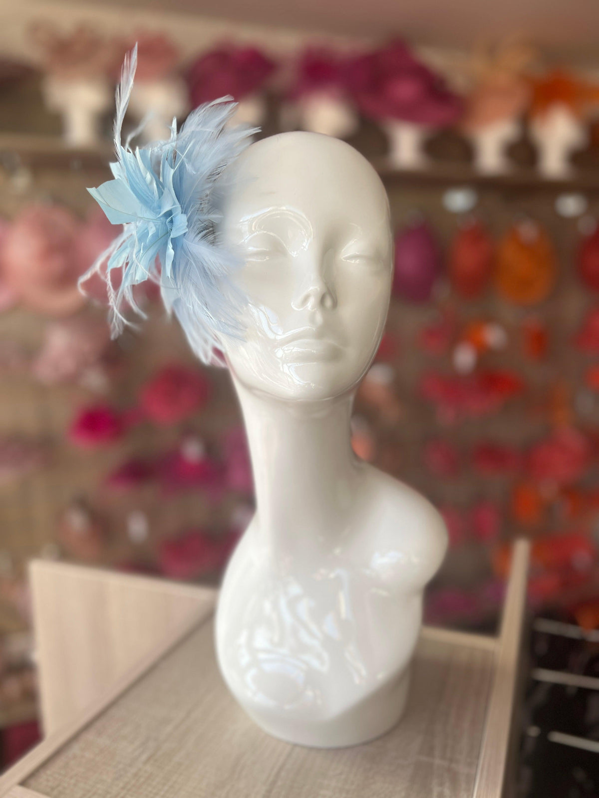 Wispy Feather Light Blue Fascinator on Hair Clip-Fascinators Direct