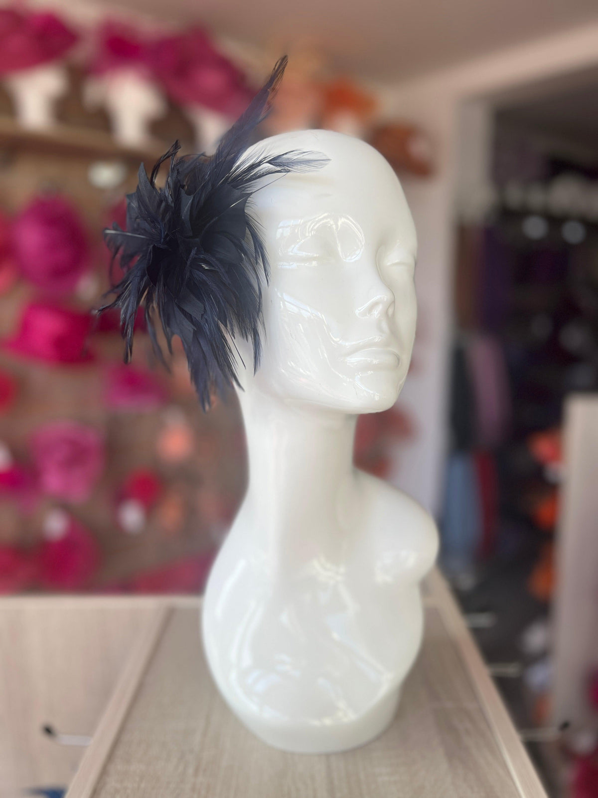 Wispy Feather Navy Fascinator on Hair Clip-Fascinators Direct