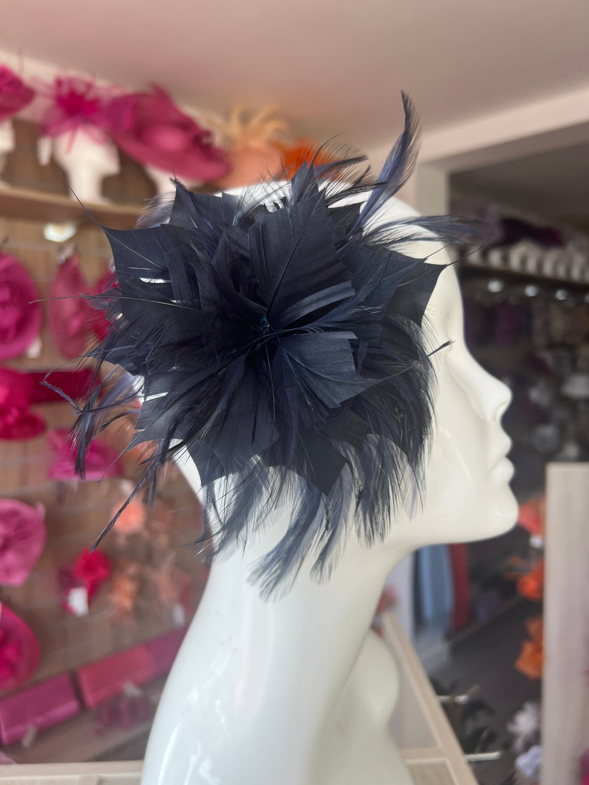 Wispy Feather Navy Fascinator on Hair Clip-Fascinators Direct