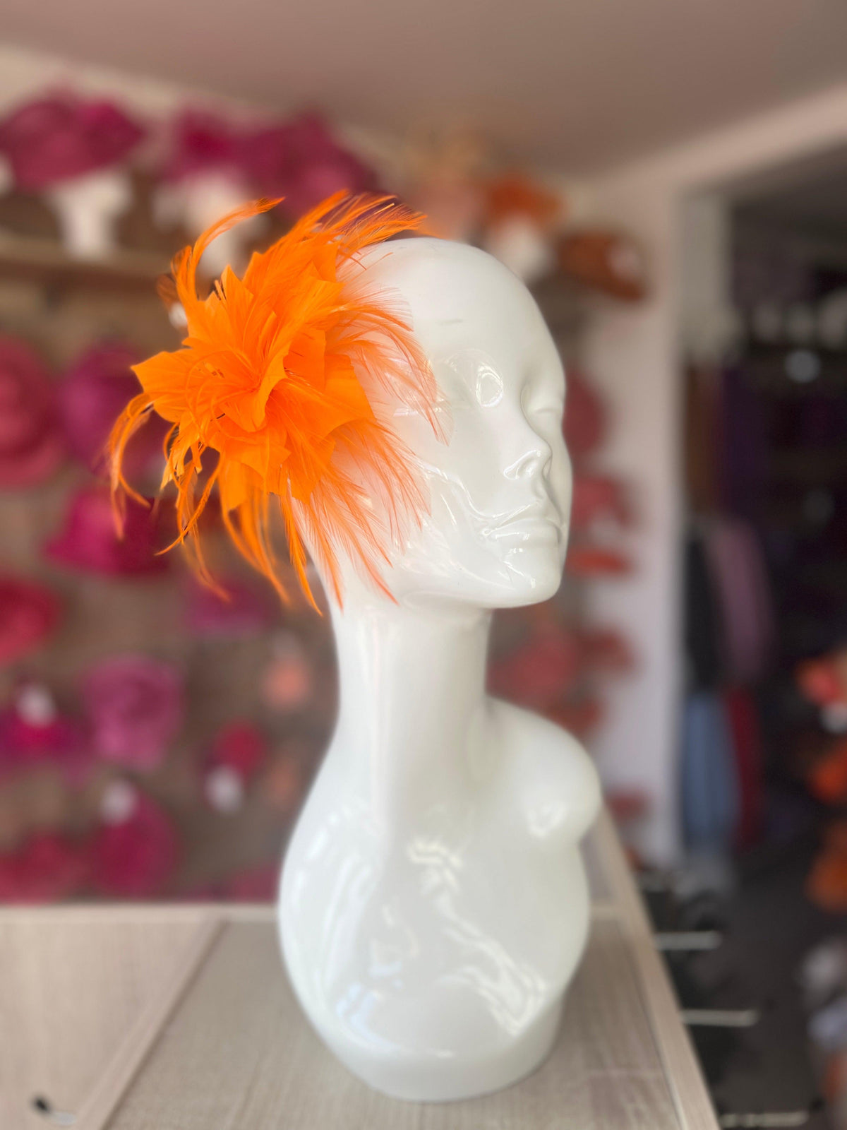 Wispy Feather Orange Fascinator on Hair Clip-Fascinators Direct