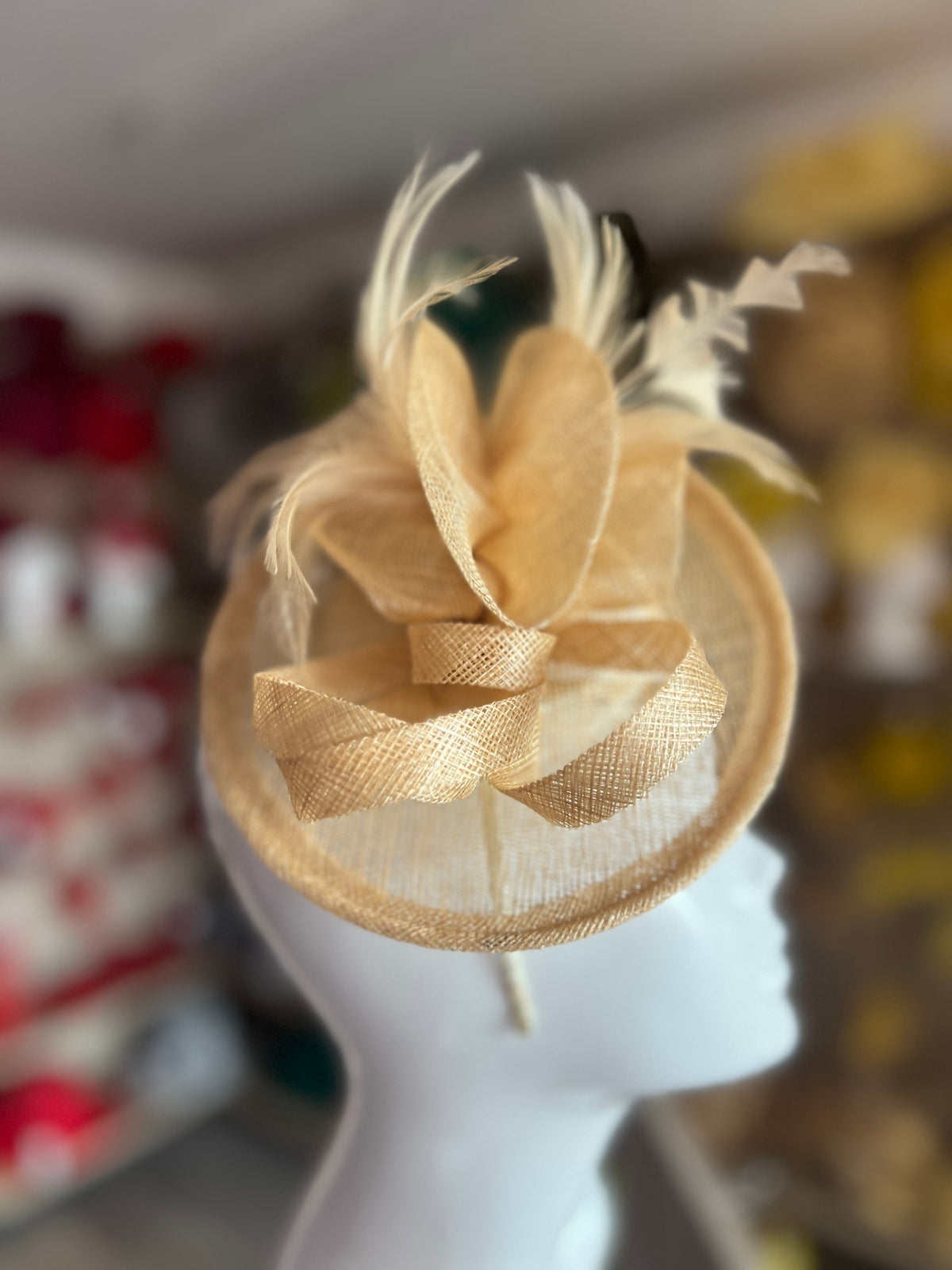 Taupe Nude and Ivory Feather Fascinator Hat - wedding, outlet ladies day - choose any colour feathers & satin