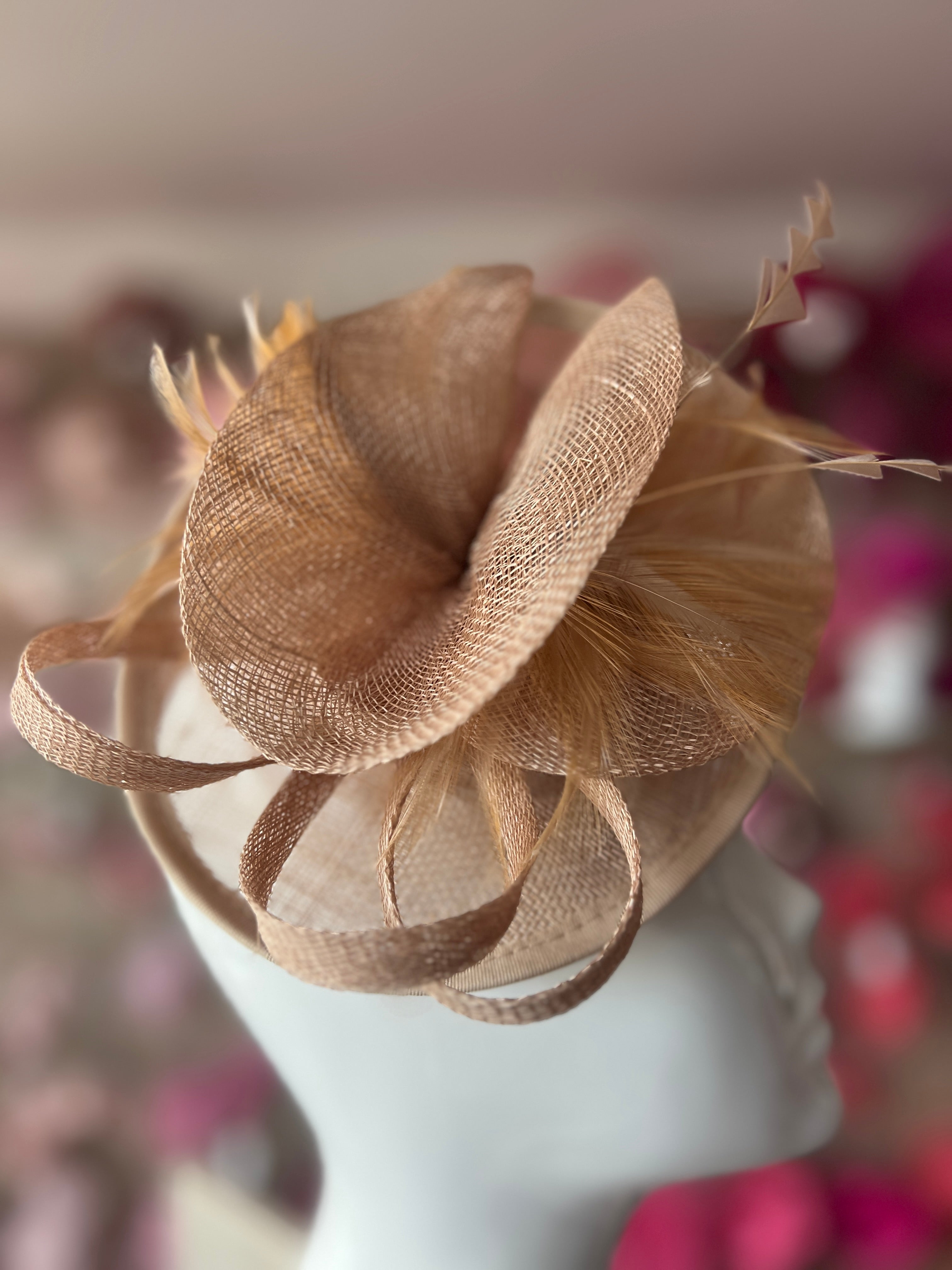 Multicolour wedding fascinator, brown bronze and light beige beautiful fascinator - New item 2024 in my shop