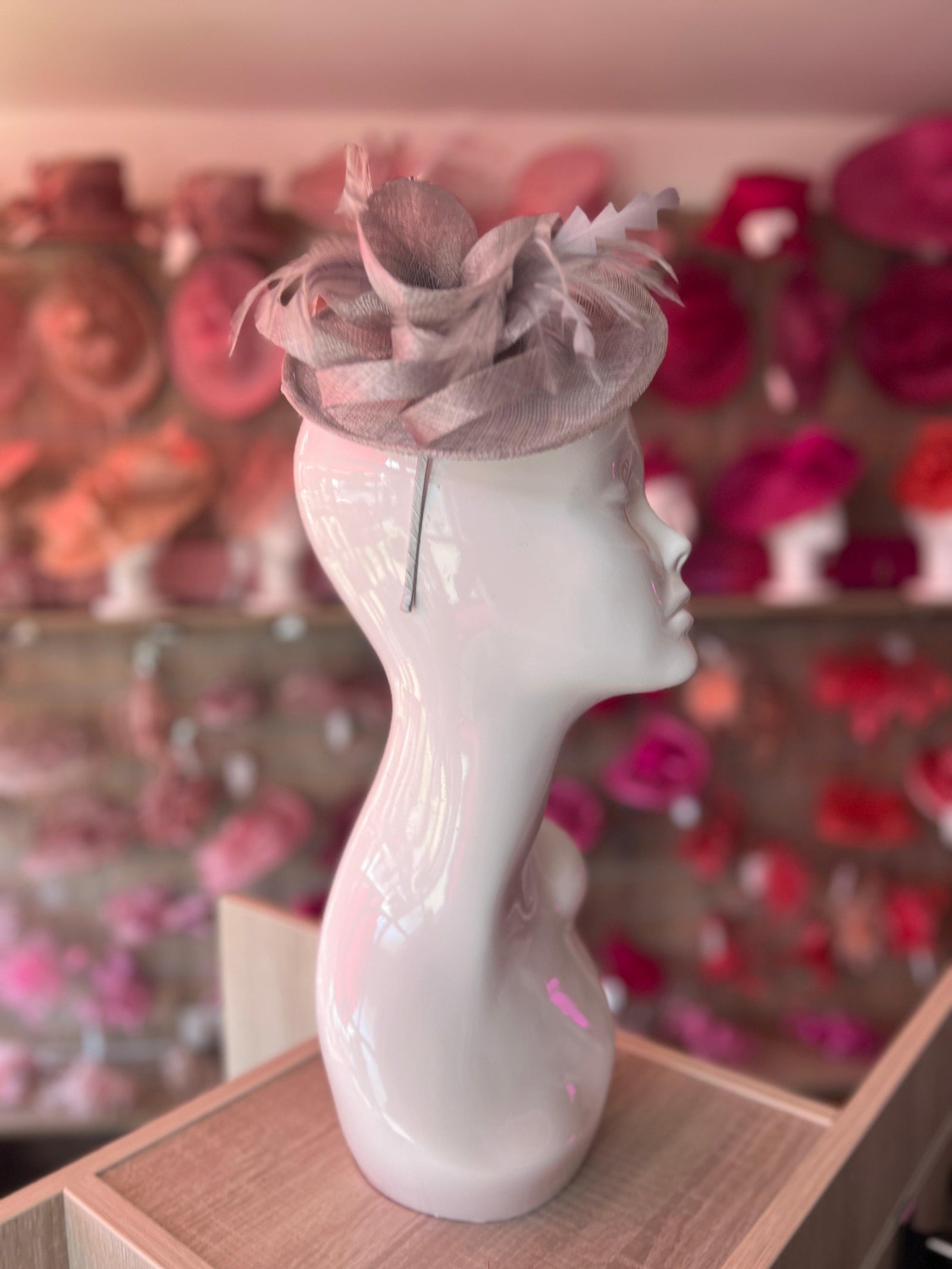 Wispy Feather & Twisted Sinamay Silver Disc Fascinator-Fascinators Direct