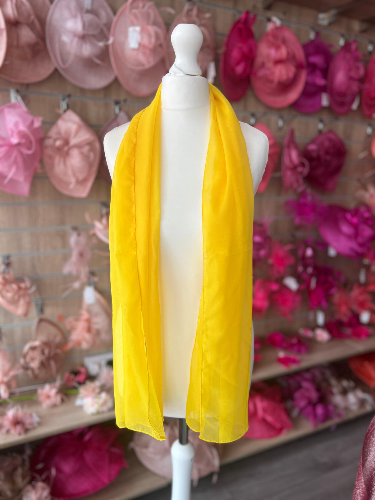 Yellow Chiffon Scarf-Fascinators Direct