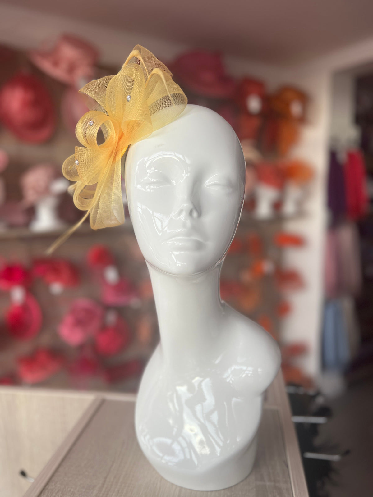 Yellow Diamanté Loop Bow Fascinator-Fascinators Direct
