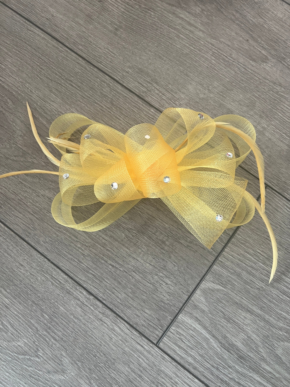 Yellow Diamanté Loop Bow Fascinator-Fascinators Direct
