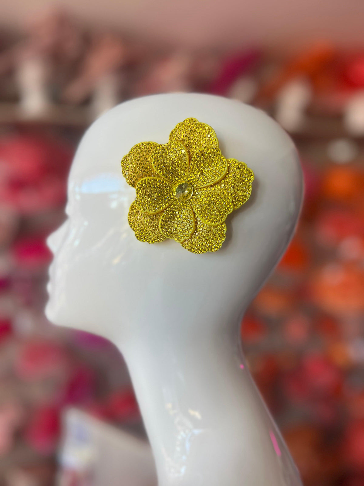 Yellow Diamante Small Flower Hair Clip-Fascinators Direct