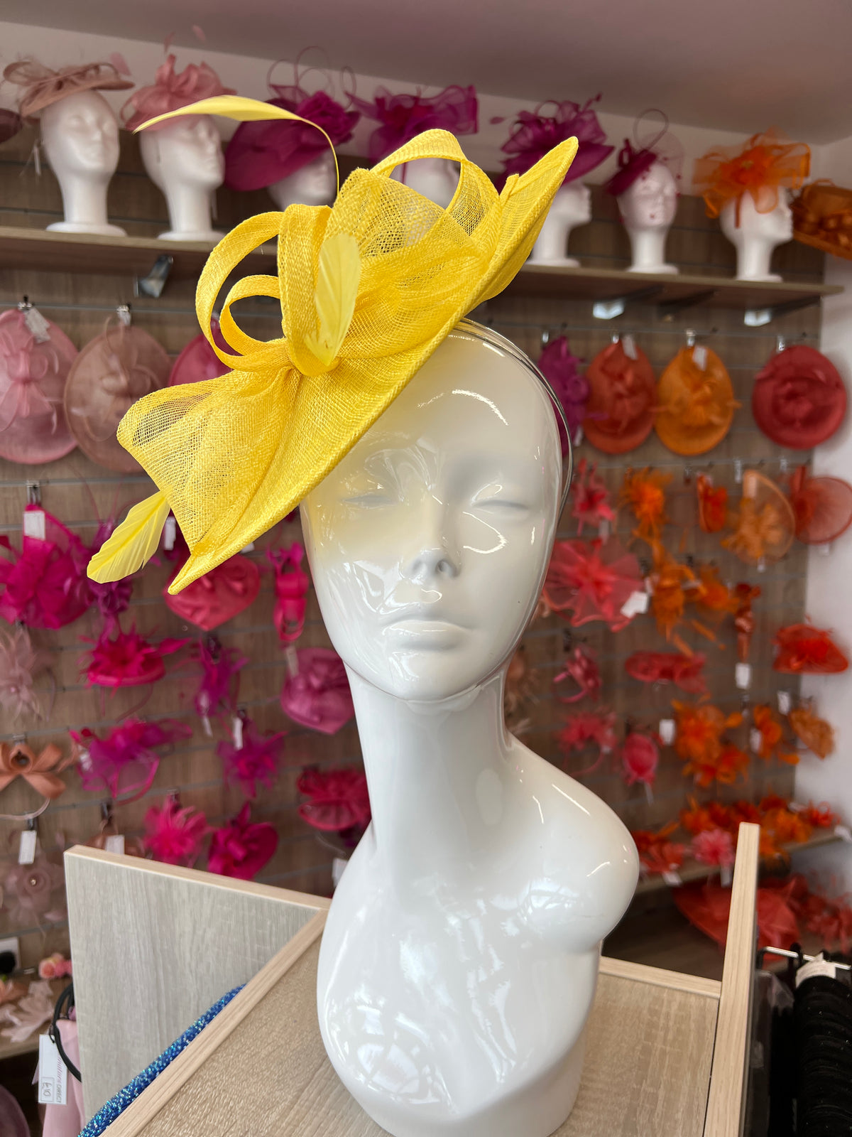 Yellow Disc Fascinator with Decorative Bow-Fascinators Direct
