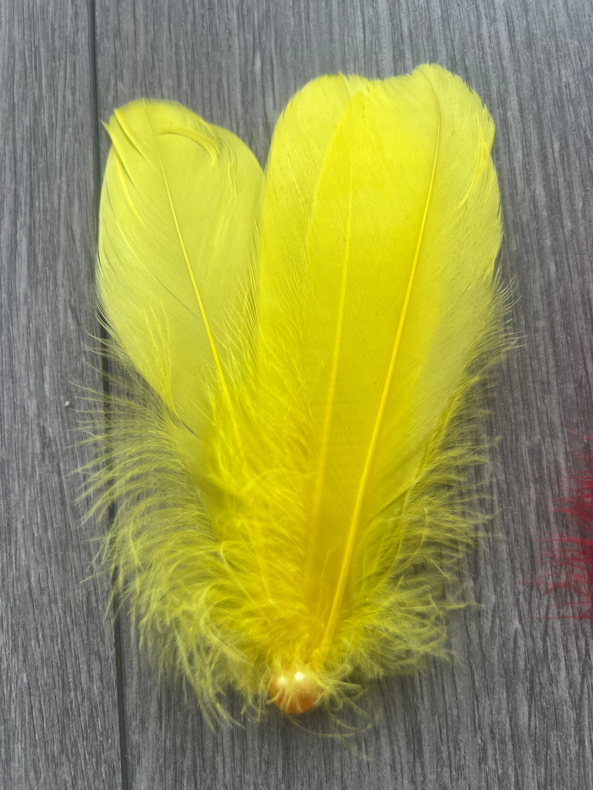 Yellow Fascinator Hair Clip With Feathers &amp; Pearl-Fascinators Direct
